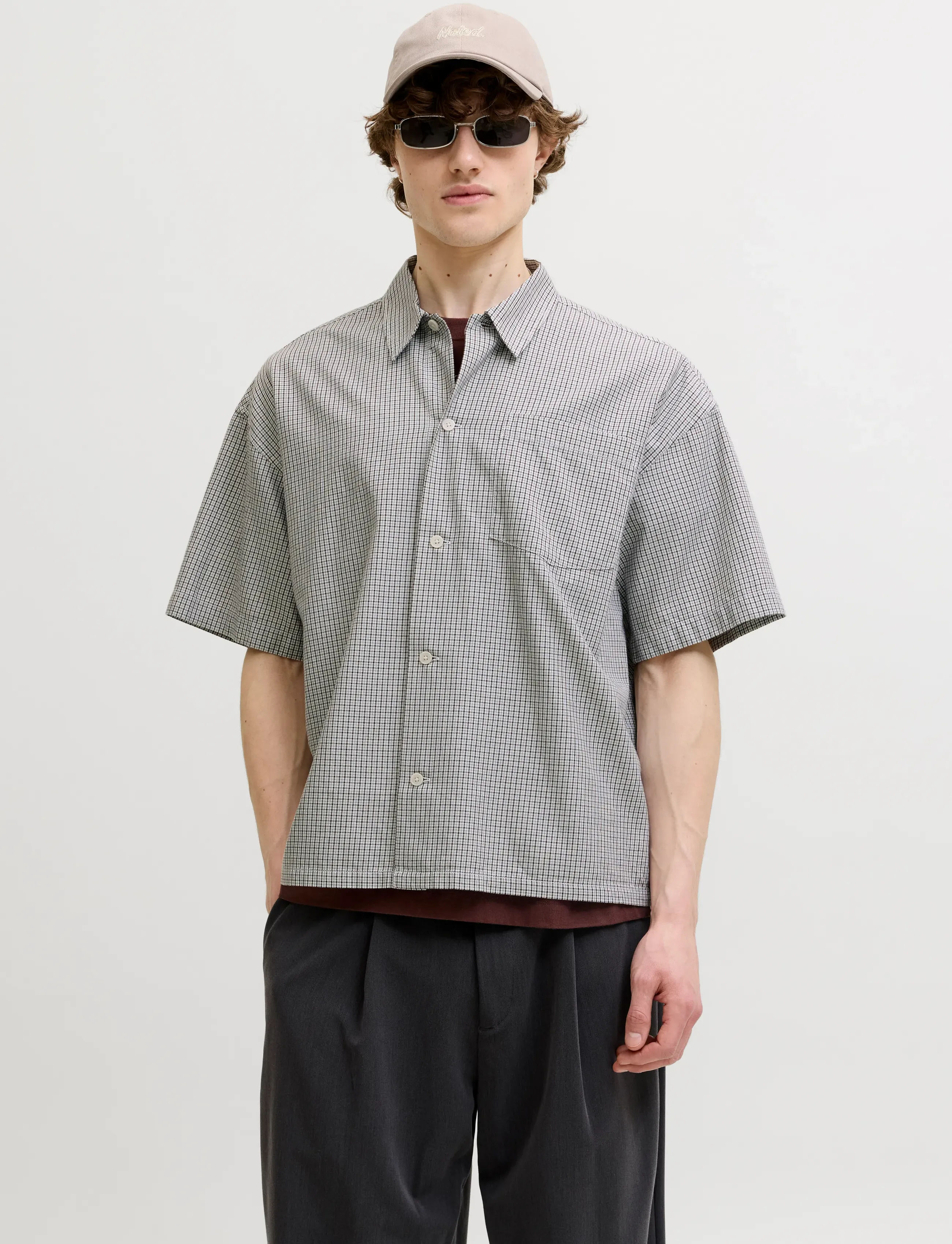 Jack & Jones Jorsavona Austin Shirt Ss Styd Ss26, L, Shirts, Weiß - Short-sleeved Männerswear
