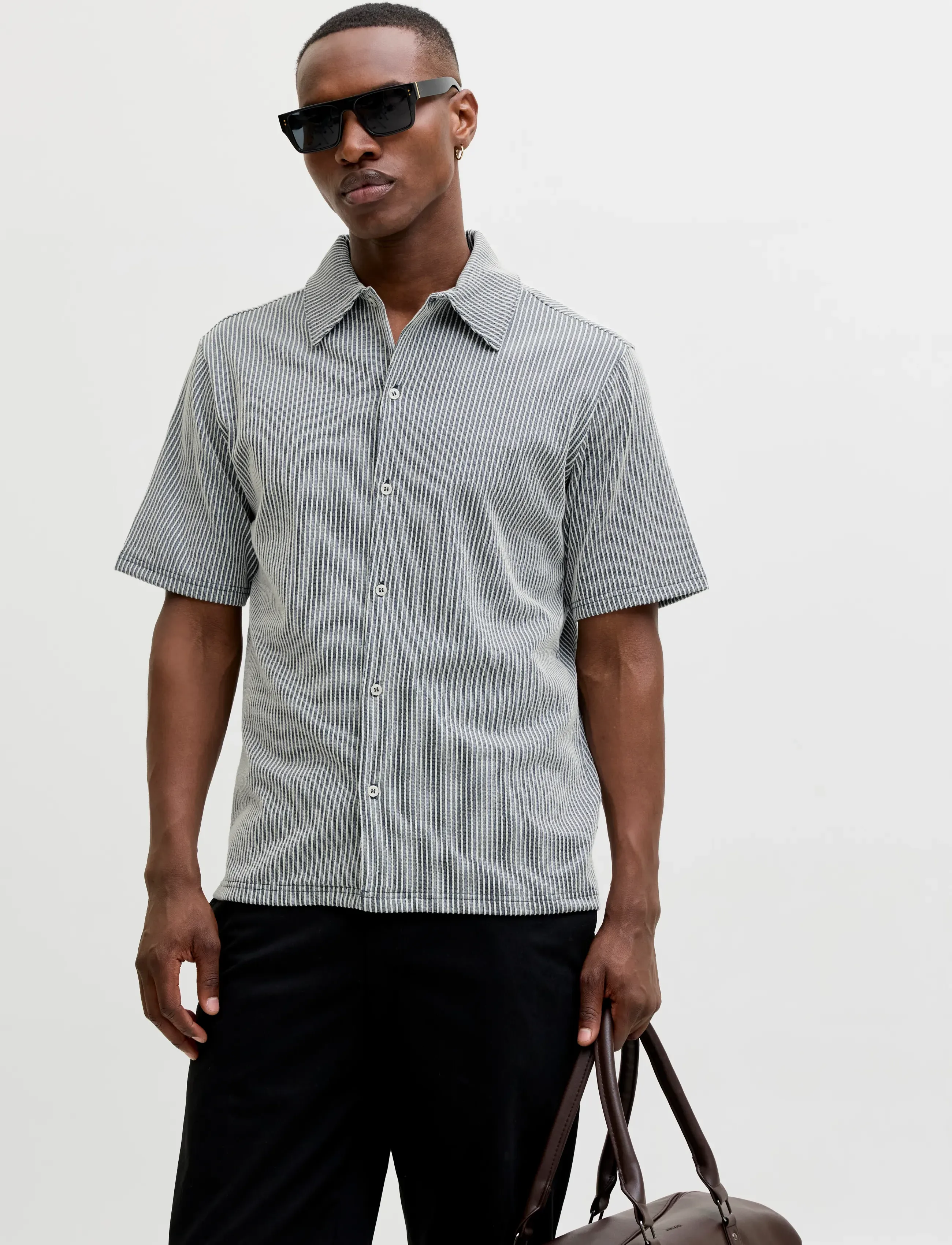 Jack & Jones JPRBLANOAH SS SHIRT STYD SS26 - Skjortor - DARK NAVY / white