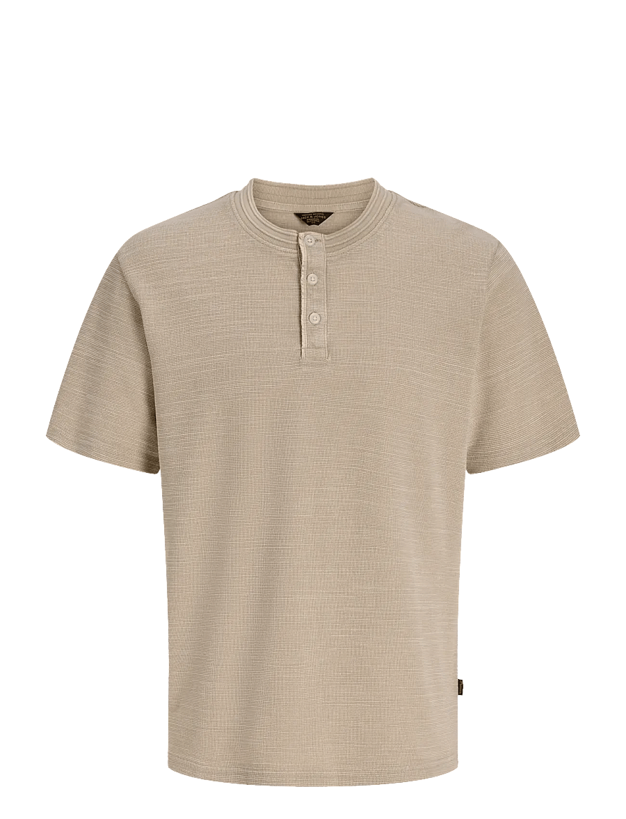 Jack & Jones - JPRBLULUCAS SS HENLEY TEE STYD SS26 - kurzärmelige t-shirts - humus - 1