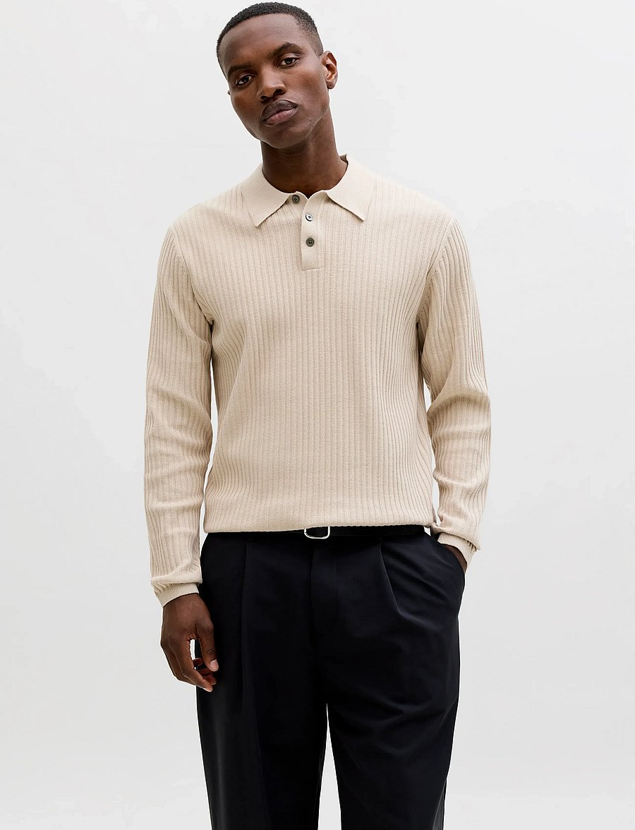Jack & Jones - JPRBLAKAI KNIT POLO LS STYD SS26 - langärmelige gestrickte polohemden - ancient scroll - 0