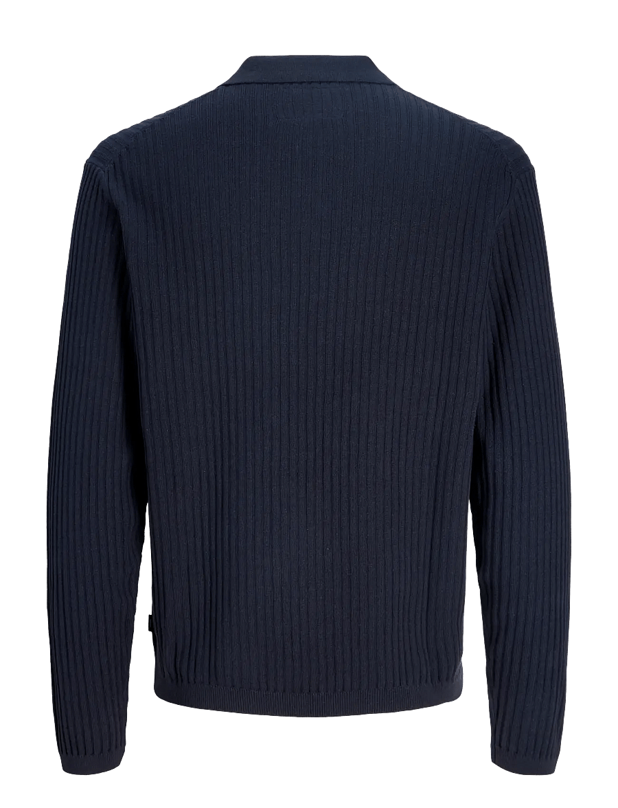 Jack & Jones - JPRBLAKAI KNIT POLO LS STYD SS26 - pikkade varrukatega kootud polosärgid - night sky - 2