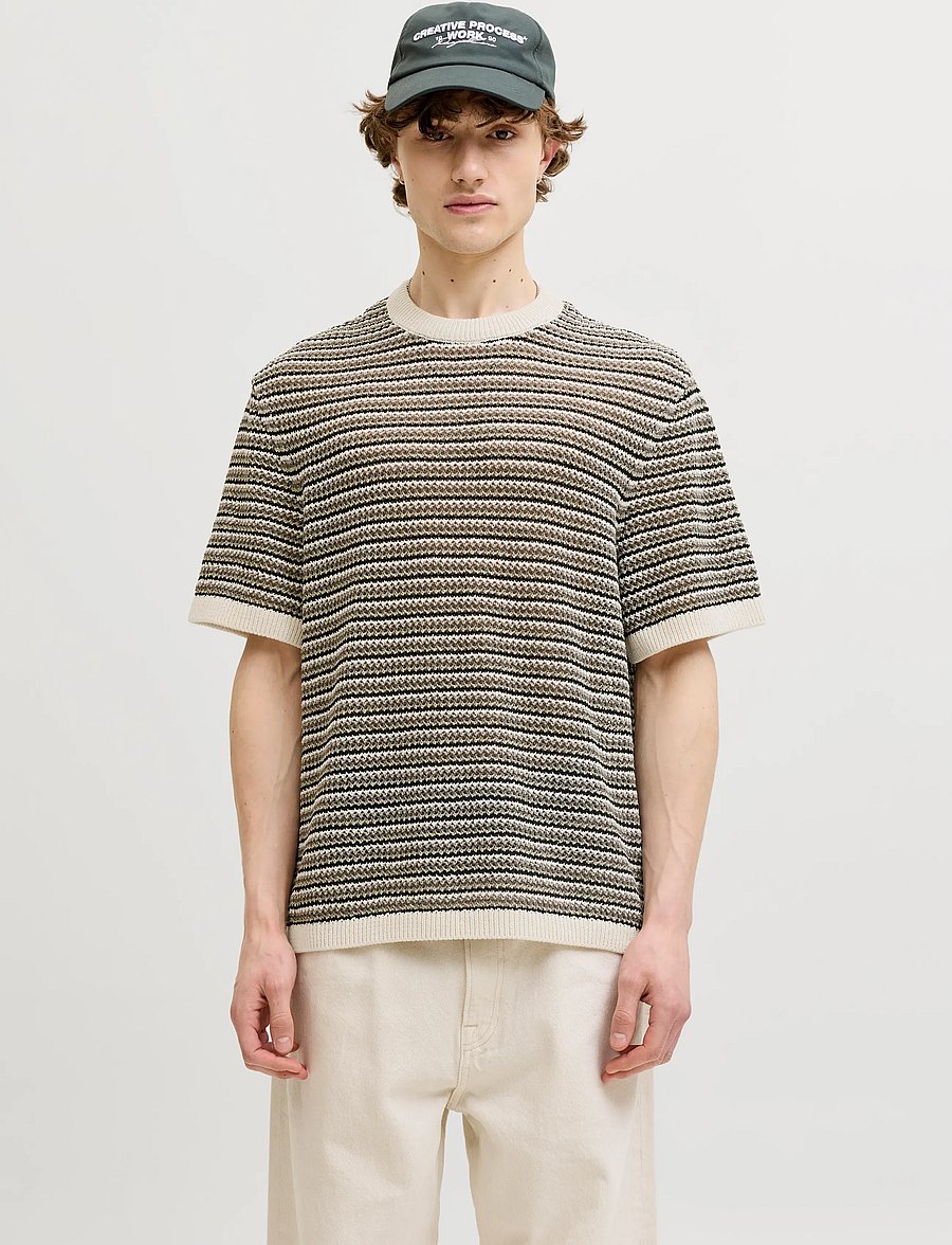 Jack & Jones - JORCARLO KNIT CREW NECK STYD SS26 - kortærmede t-shirts - sea salt - 0