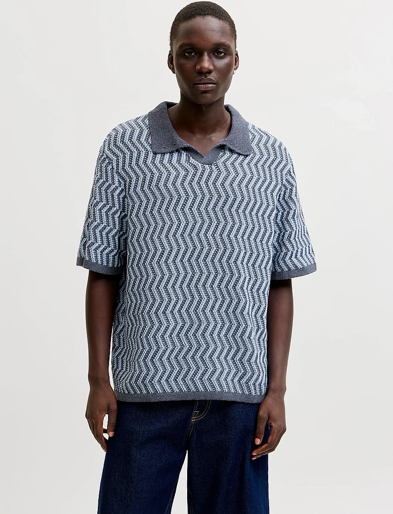 Jack & Jones - JORAIDEN KNIT SPLIT NECK POLO STYD SS26 - polostrik - odyssey gray - 0