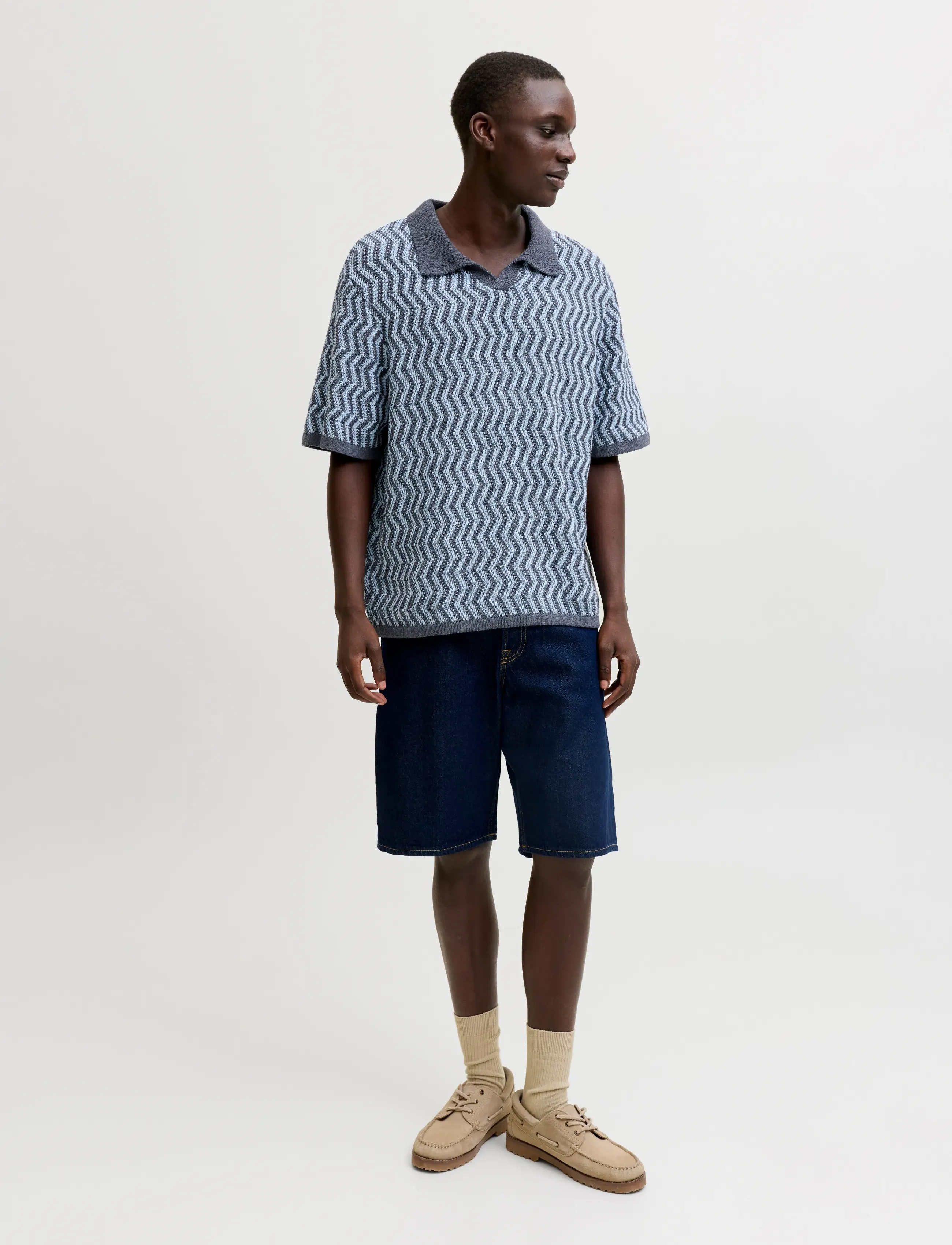 Jack & Jones - JORAIDEN KNIT SPLIT NECK POLO STYD SS26 - gestrickte polohemden - odyssey gray - 4