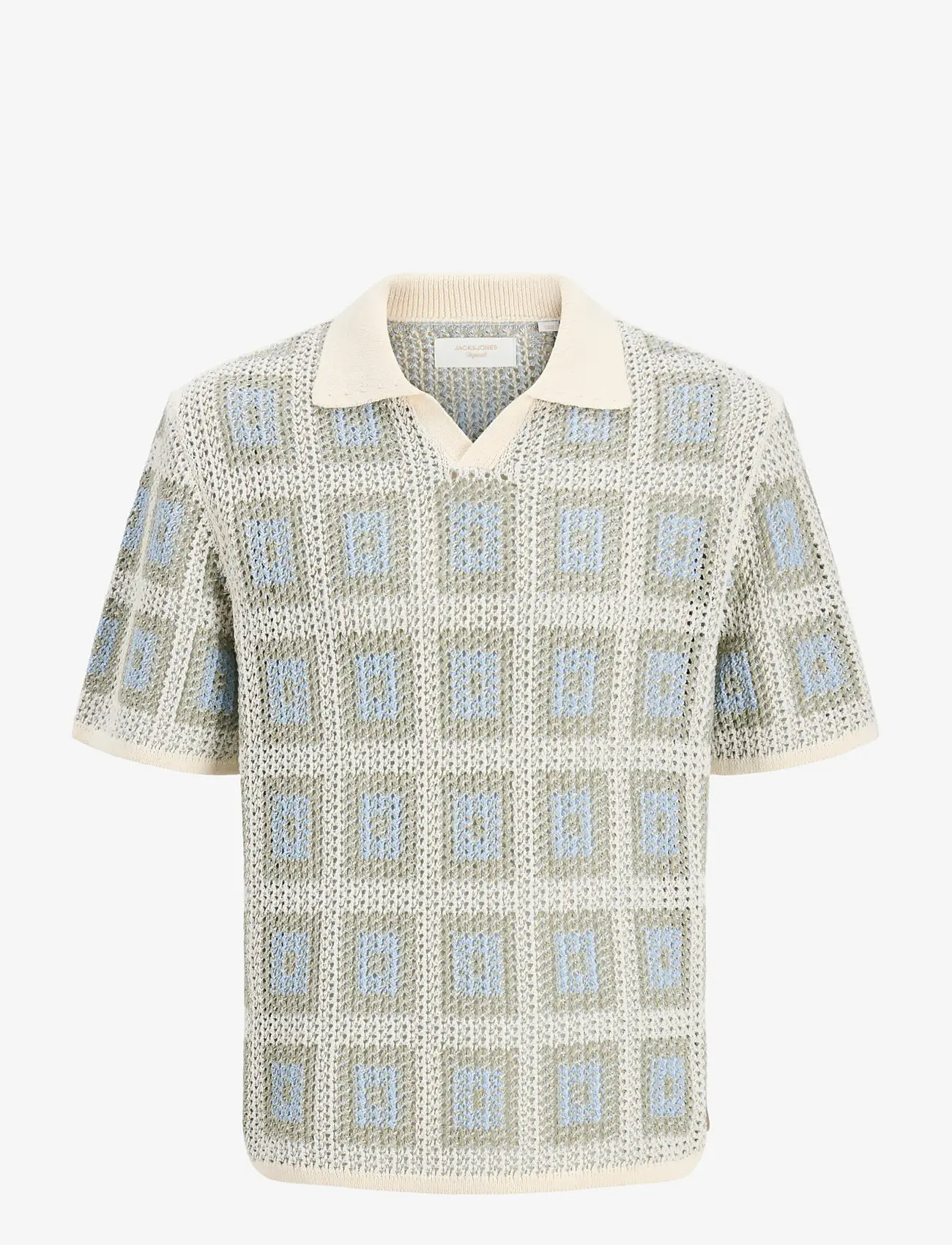 Jack & Jones - JORAIDEN KNIT SPLIT NECK POLO STYD SS26 - polostrik - sea salt - 1