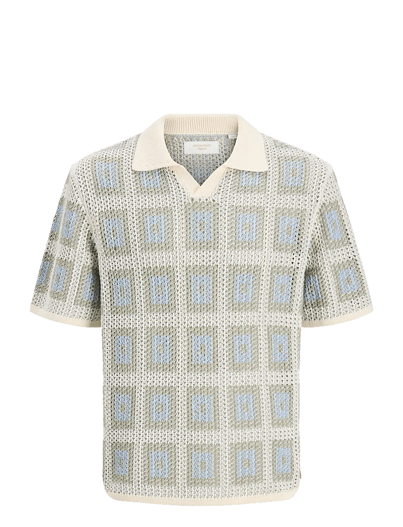 Jack & Jones - JORAIDEN KNIT SPLIT NECK POLO STYD SS26 - polostrik - sea salt - 1