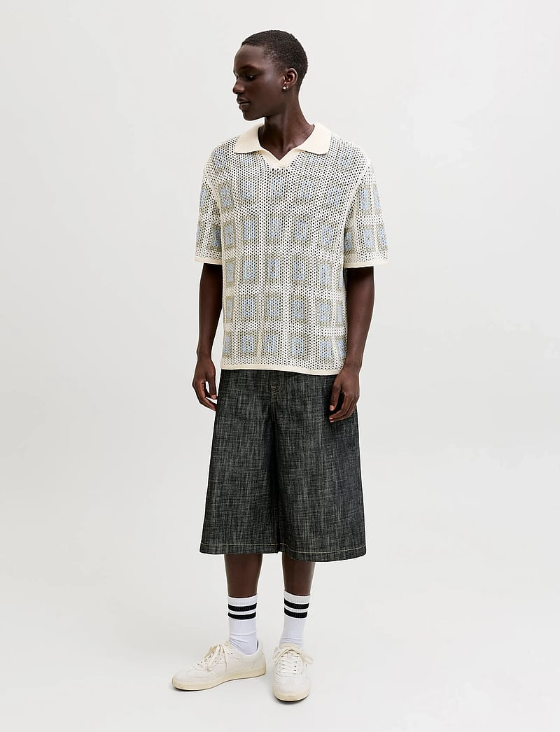 Jack & Jones - JORAIDEN KNIT SPLIT NECK POLO STYD SS26 - polostrik - sea salt - 4