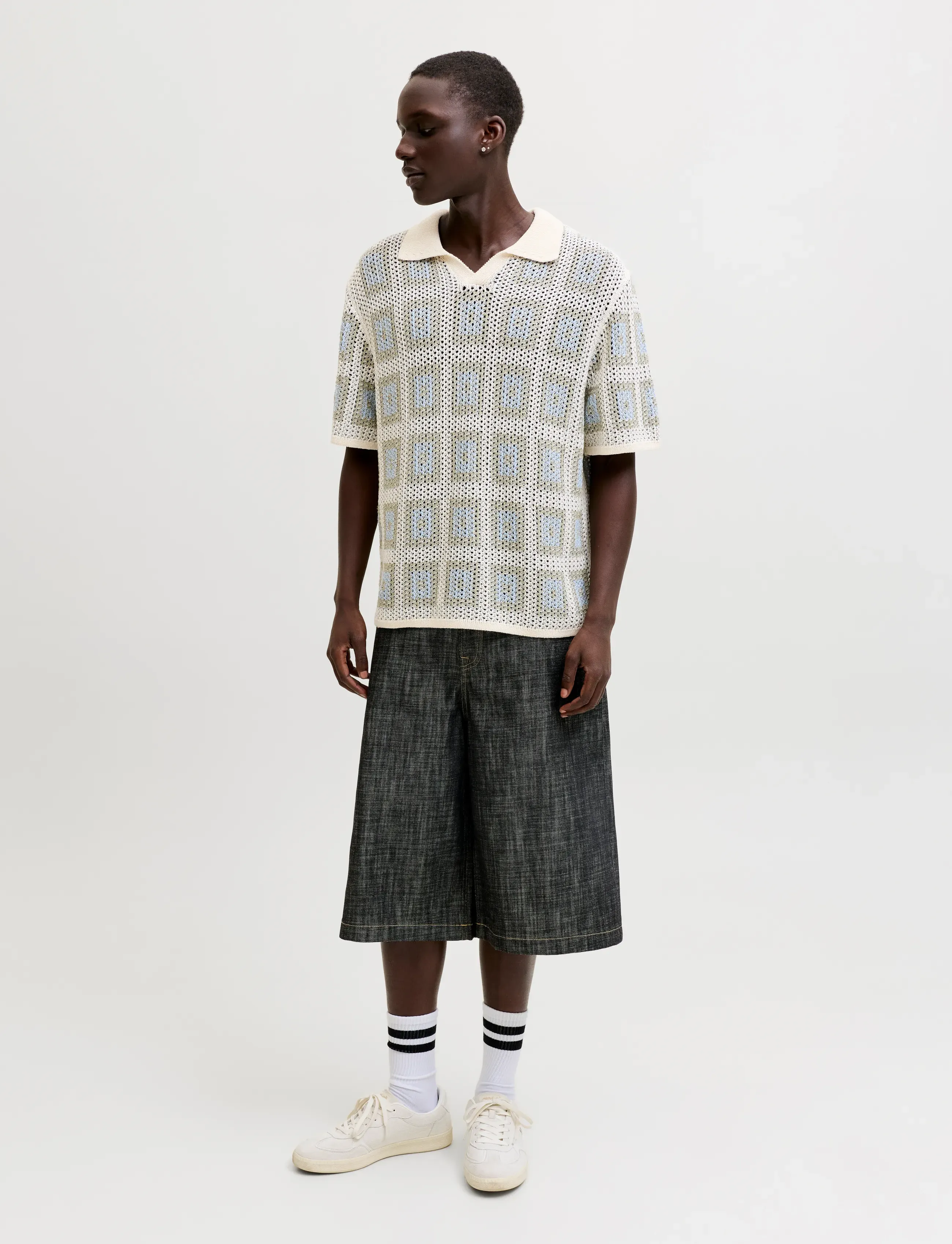 Jack & Jones - JORAIDEN KNIT SPLIT NECK POLO STYD SS26 - gestrickte polohemden - sea salt - 4