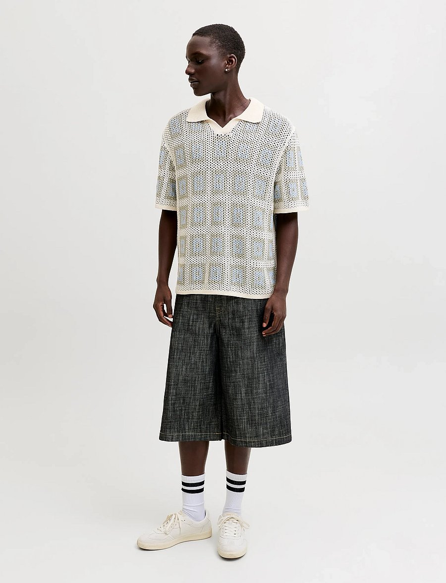 Jack & Jones - JORAIDEN KNIT SPLIT NECK POLO STYD SS26 - gestrickte polohemden - sea salt - 4
