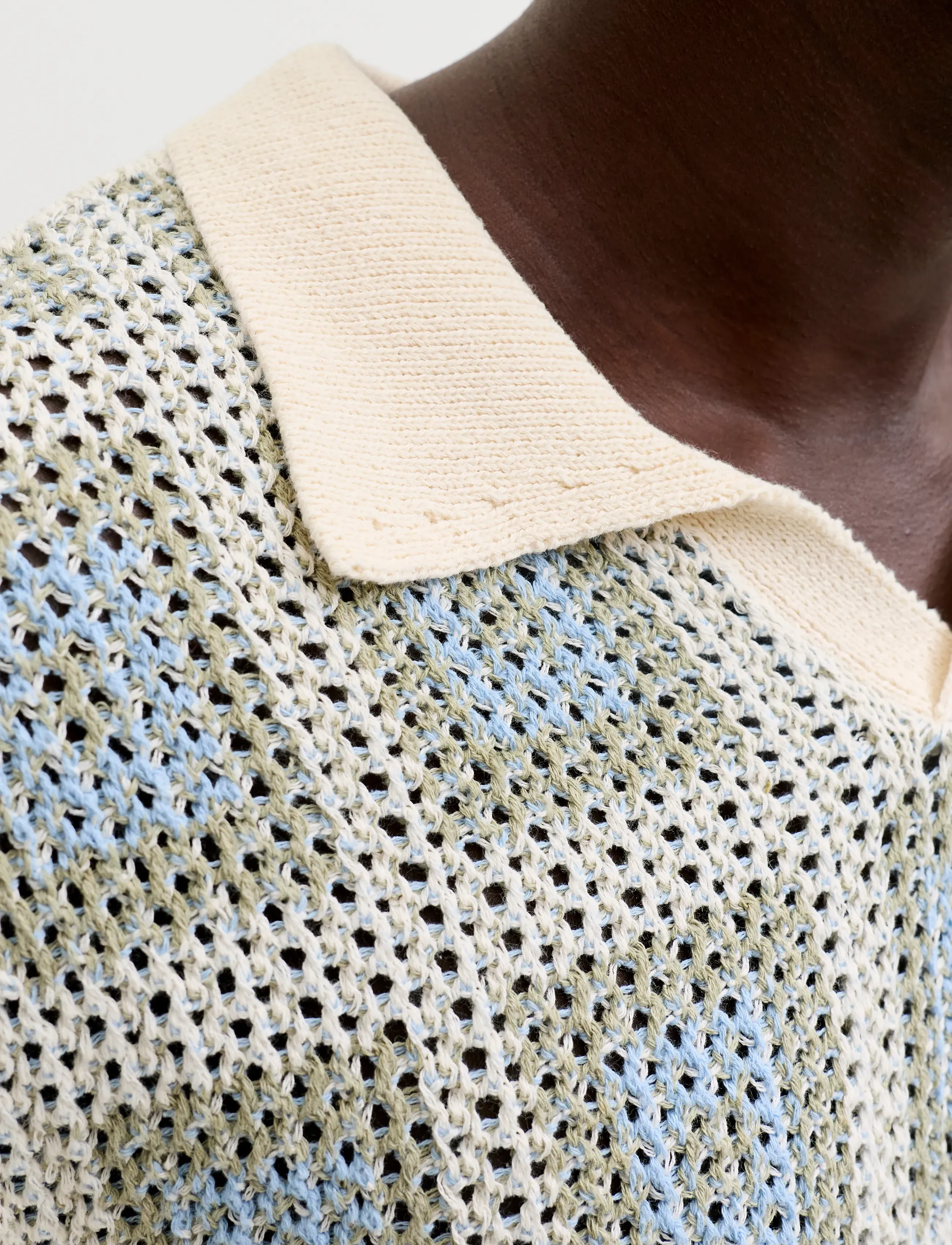 Jack & Jones JORAIDEN KNIT SPLIT NECK POLO STYD SS26 - Strickmode - SEA SALT / blue