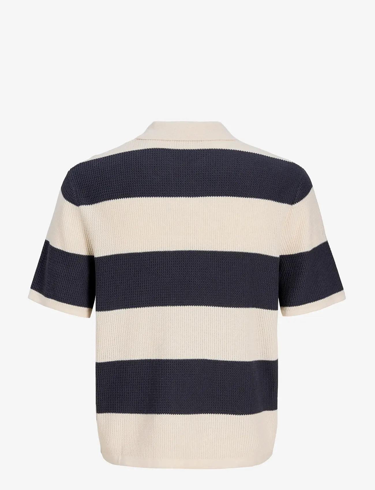 Jack & Jones - JORLIAM KNIT STRIPE SPLIT NECK STYD SS26 - kootud polosärgid - odyssey gray - 2
