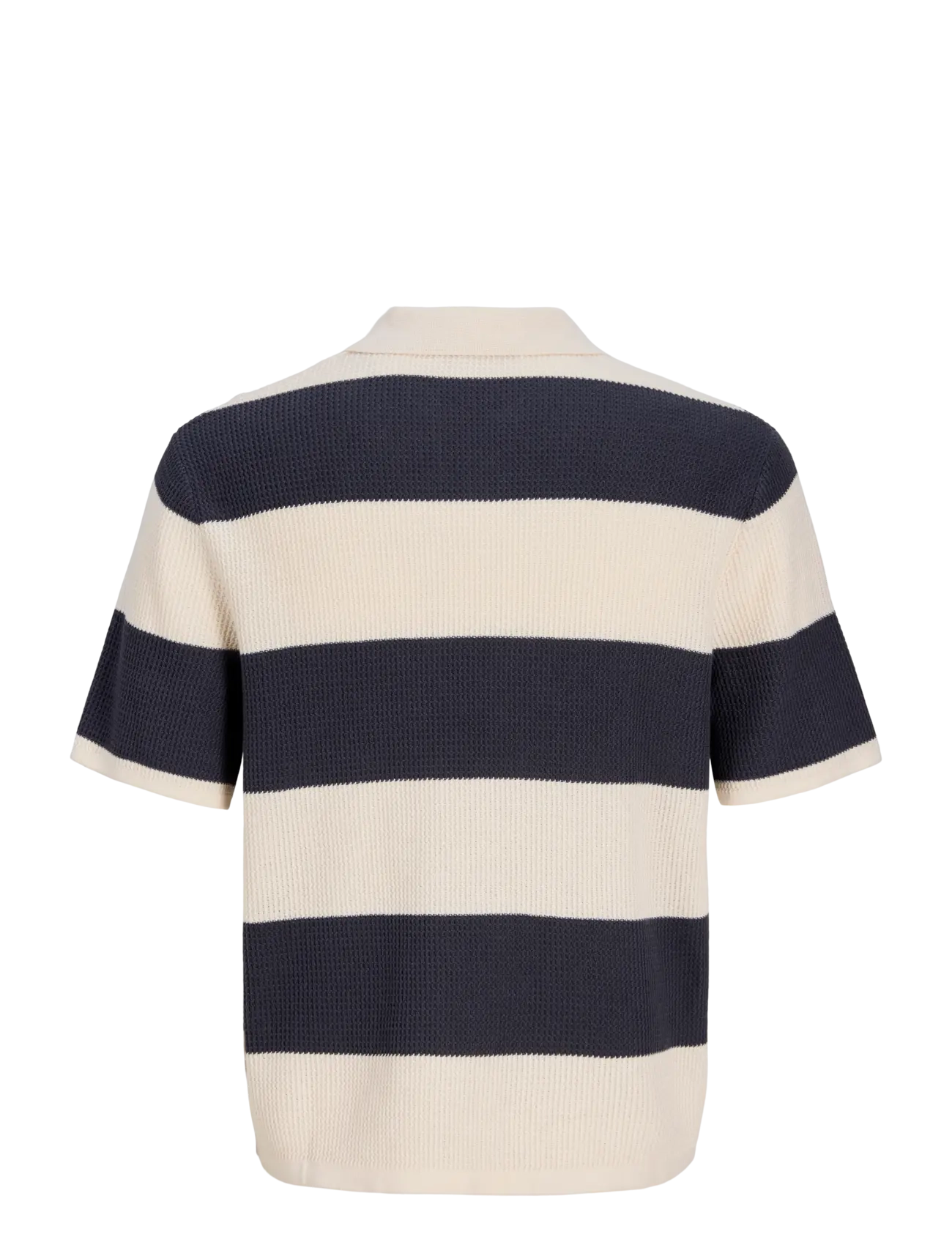 Jack & Jones - JORLIAM KNIT STRIPE SPLIT NECK STYD SS26 - prjónaðir pólóbolir - odyssey gray - 2