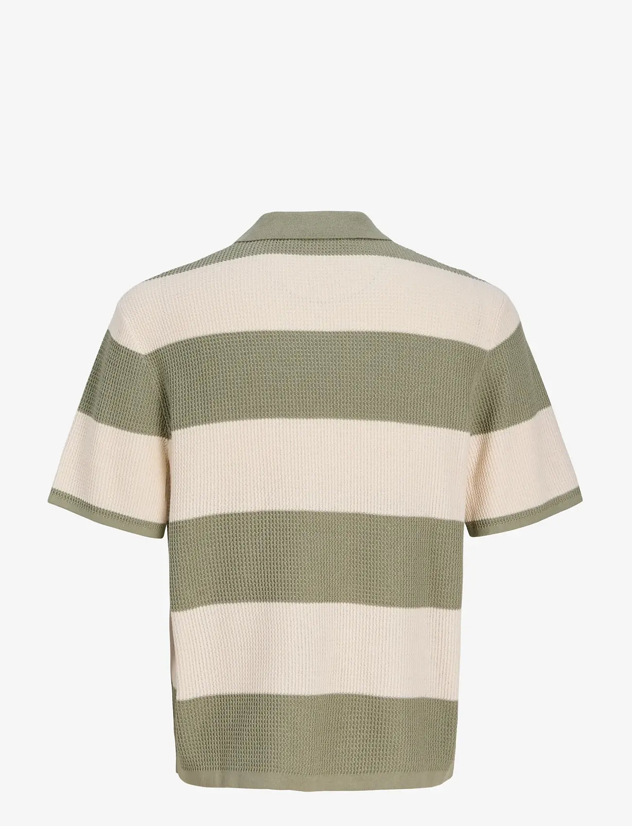 Jack & Jones - JORLIAM KNIT STRIPE SPLIT NECK STYD SS26 - strikkede poloer - sea salt - 2