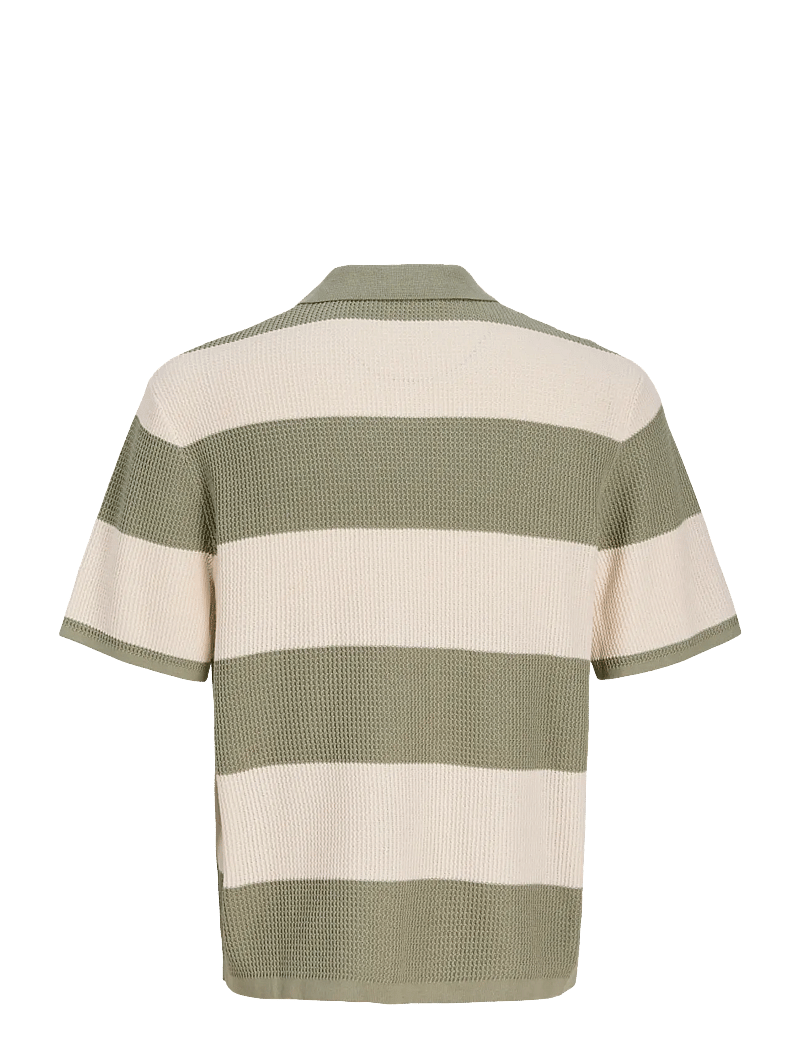 Jack & Jones - JORLIAM KNIT STRIPE SPLIT NECK STYD SS26 - strikkede poloer - sea salt - 2