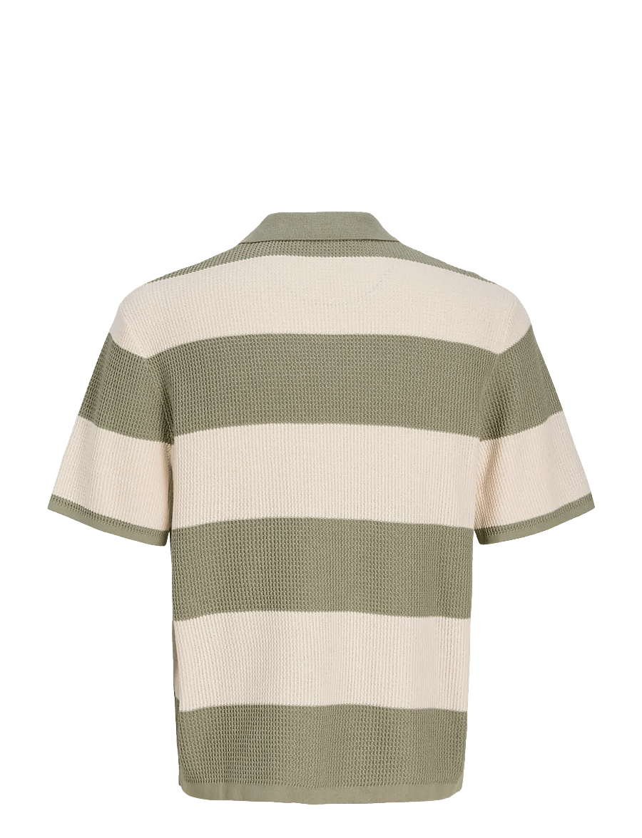 Jack & Jones - JORLIAM KNIT STRIPE SPLIT NECK STYD SS26 - gestrickte polohemden - sea salt - 2