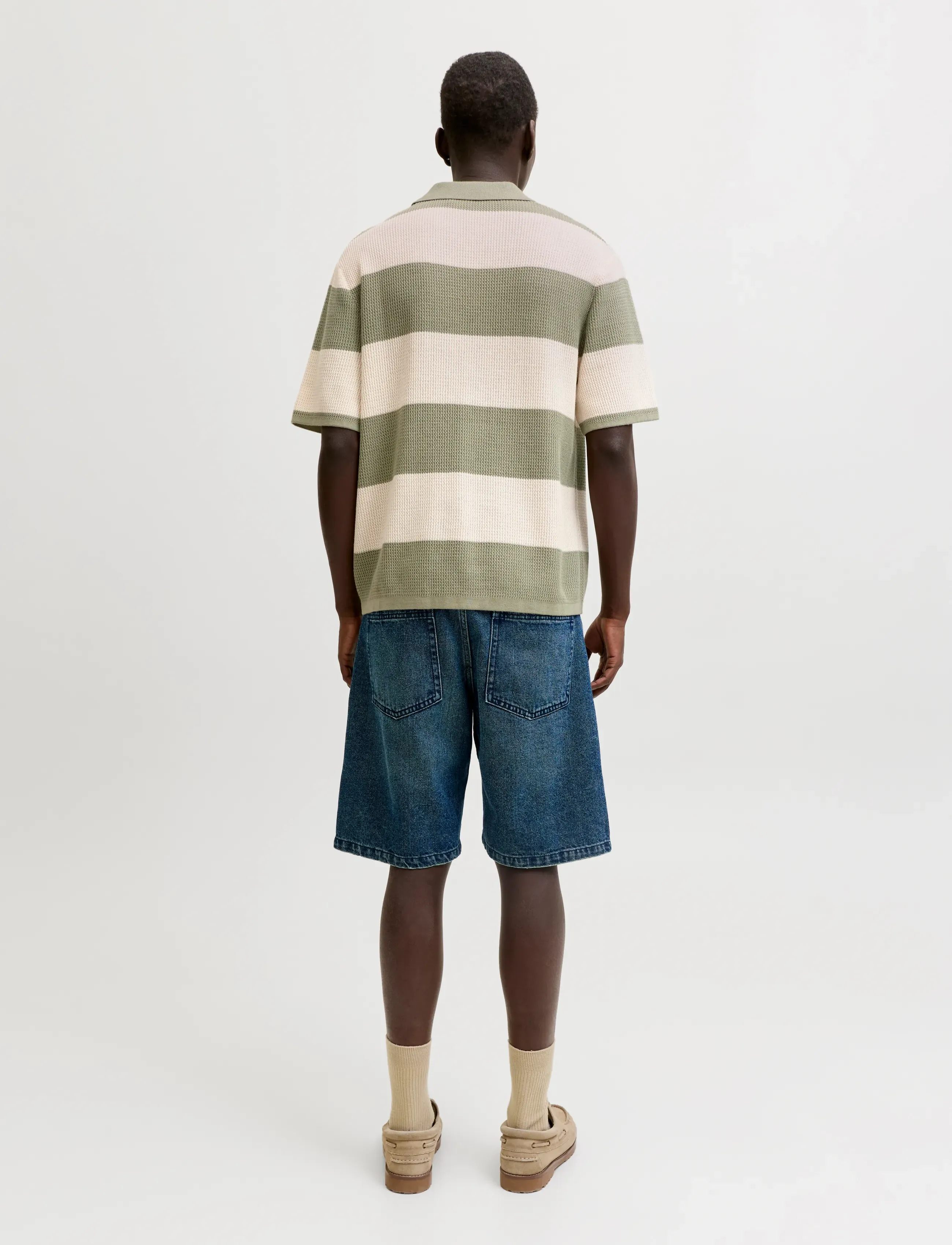 Jack & Jones - JORLIAM KNIT STRIPE SPLIT NECK STYD SS26 - gestrickte polohemden - sea salt - 3