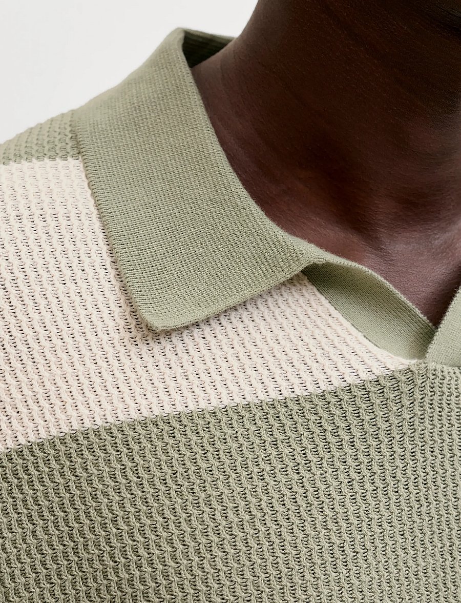 Jack & Jones - JORLIAM KNIT STRIPE SPLIT NECK STYD SS26 - gestrickte polohemden - sea salt - 5