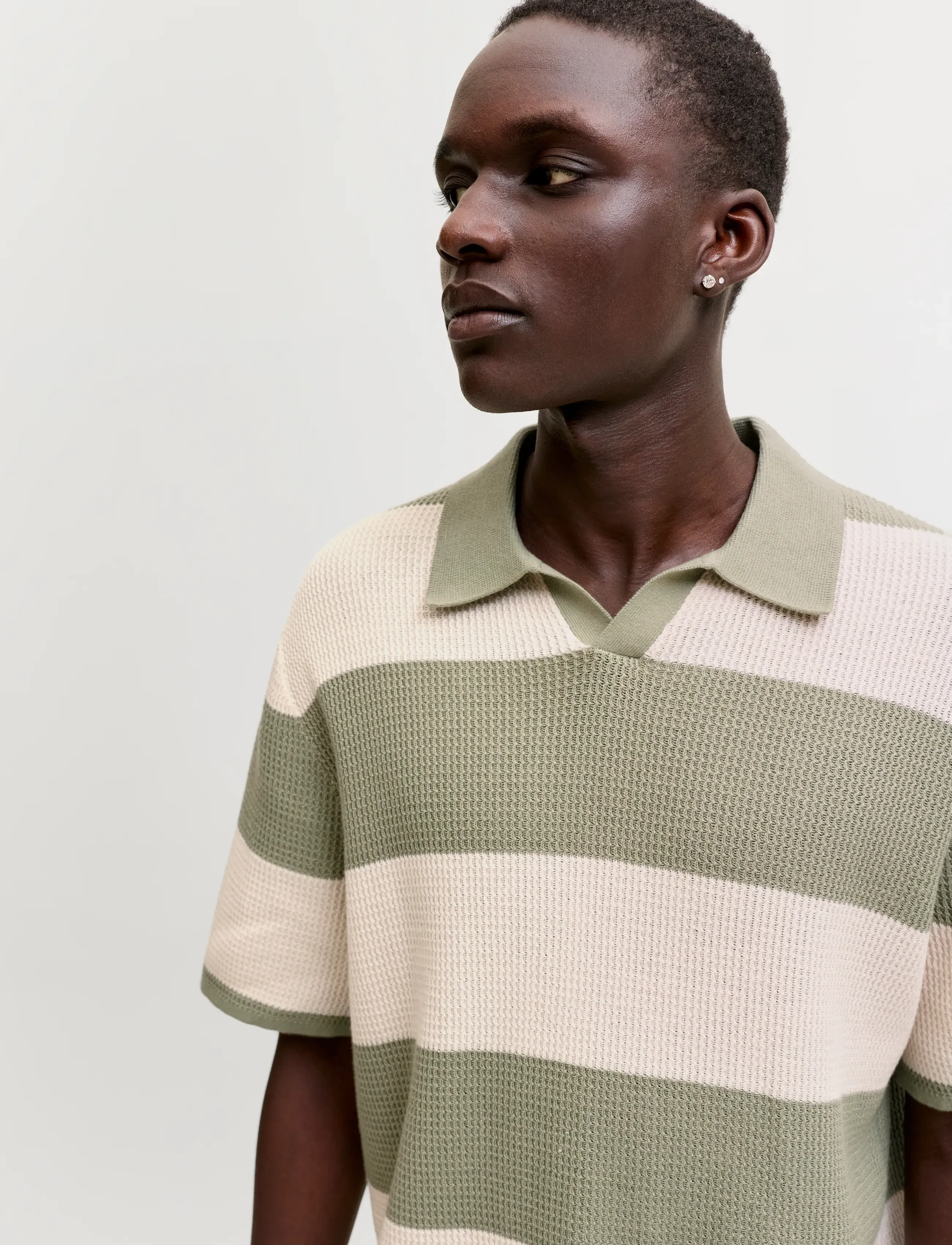 JACK & JONES Jorliam Knit Stripe Split Neck Styd Ss26 pikéer herr – bild 5