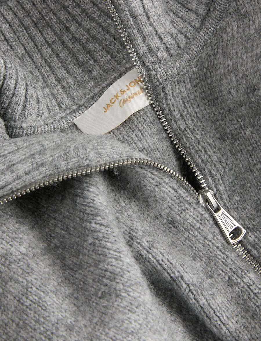 Jack & Jones - JORMONTREAL KNIT OLLIE ZIP CARDIGAN LN - pullover mit durchgehendem reißverschluss - light grey melange - 3