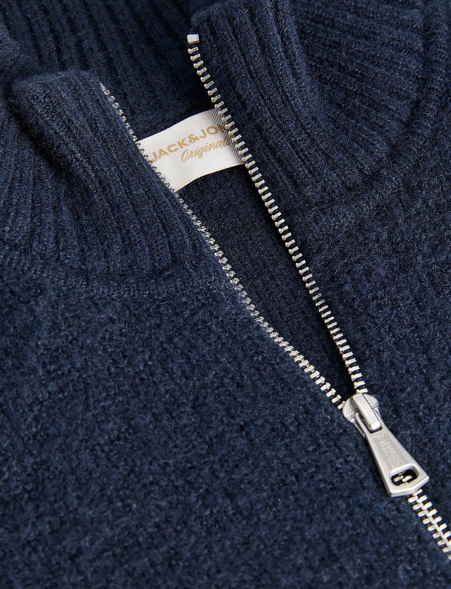 Jack & Jones - JORMONTREAL KNIT OLLIE ZIP CARDIGAN LN - pullover mit durchgehendem reißverschluss - sky captain - 3
