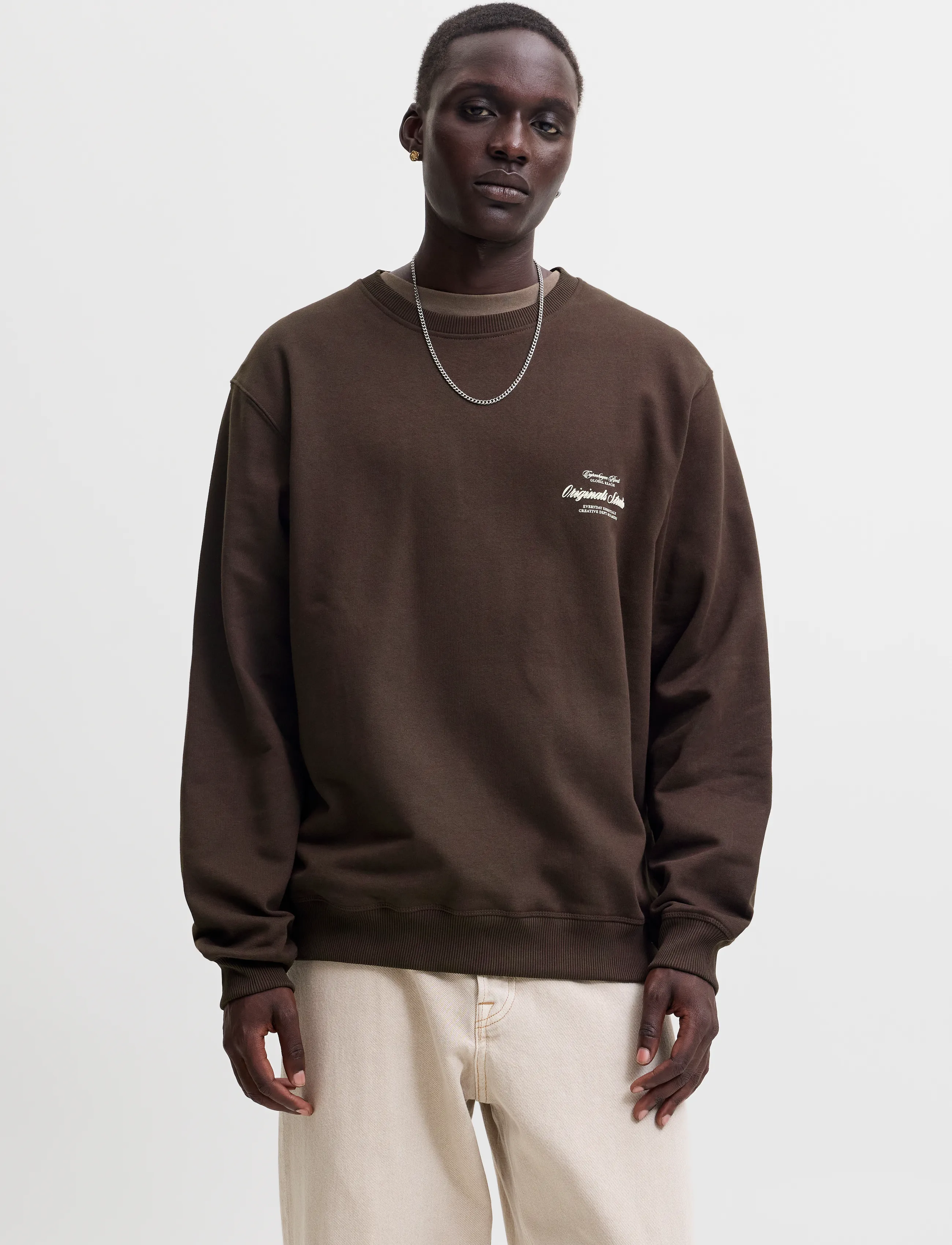 Jack & Jones JORNORREBRO TYPO BACK SWEAT CREW NECK - Tøj - JAVA / brown