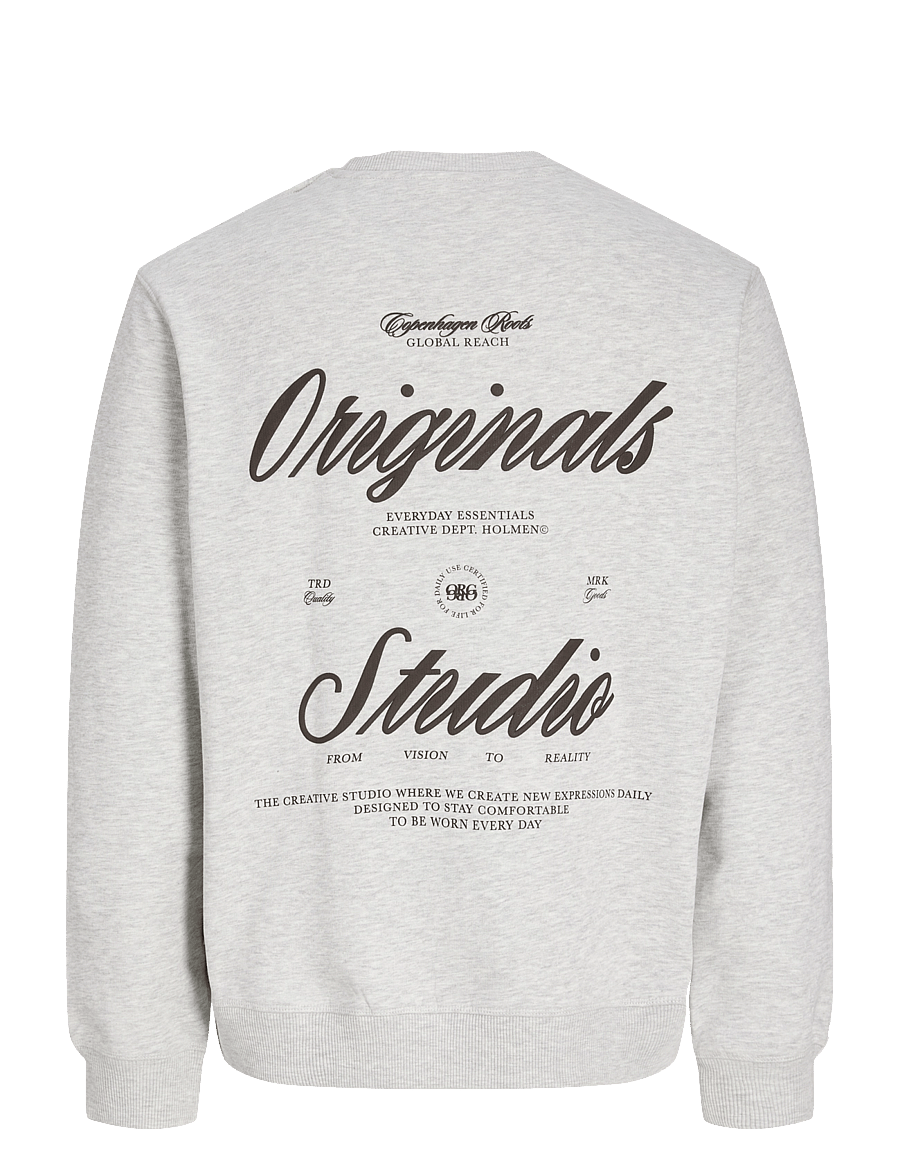Jack & Jones - JORNORREBRO TYPO BACK SWEAT CREW NECK - kollektioner - white melange - 2