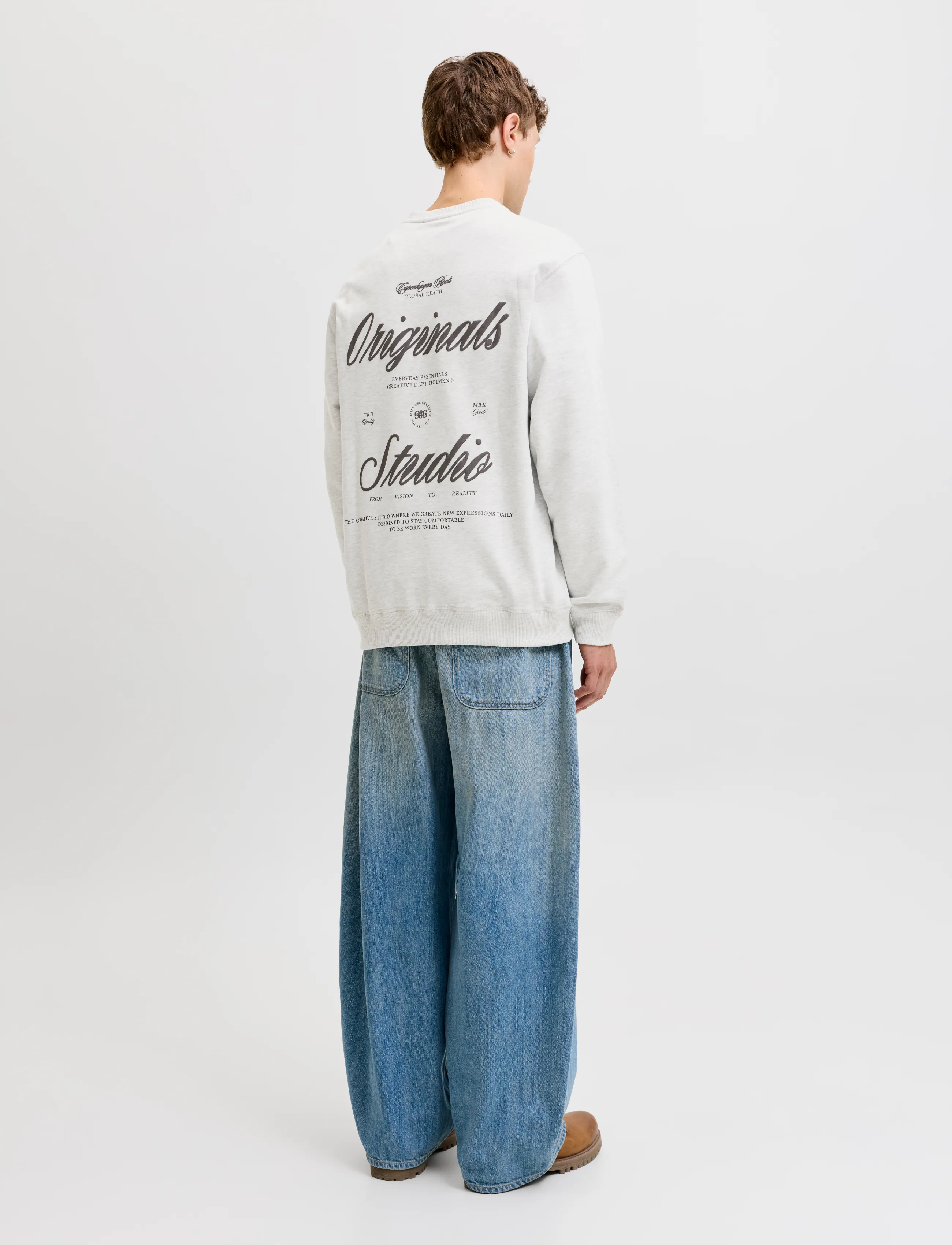 Jack & Jones - JORNORREBRO TYPO BACK SWEAT CREW NECK - kollektioner - white melange - 3
