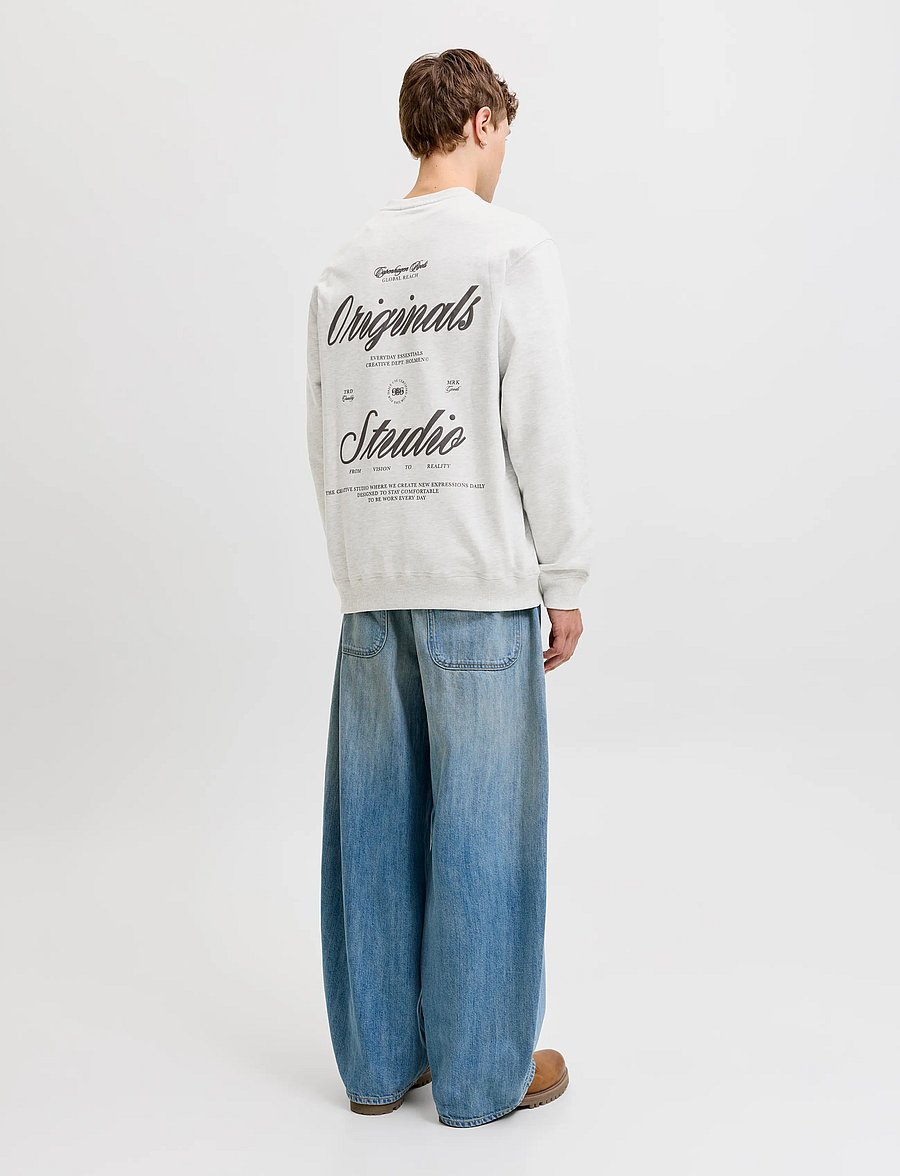 Jack & Jones - JORNORREBRO TYPO BACK SWEAT CREW NECK - kollektioner - white melange - 3
