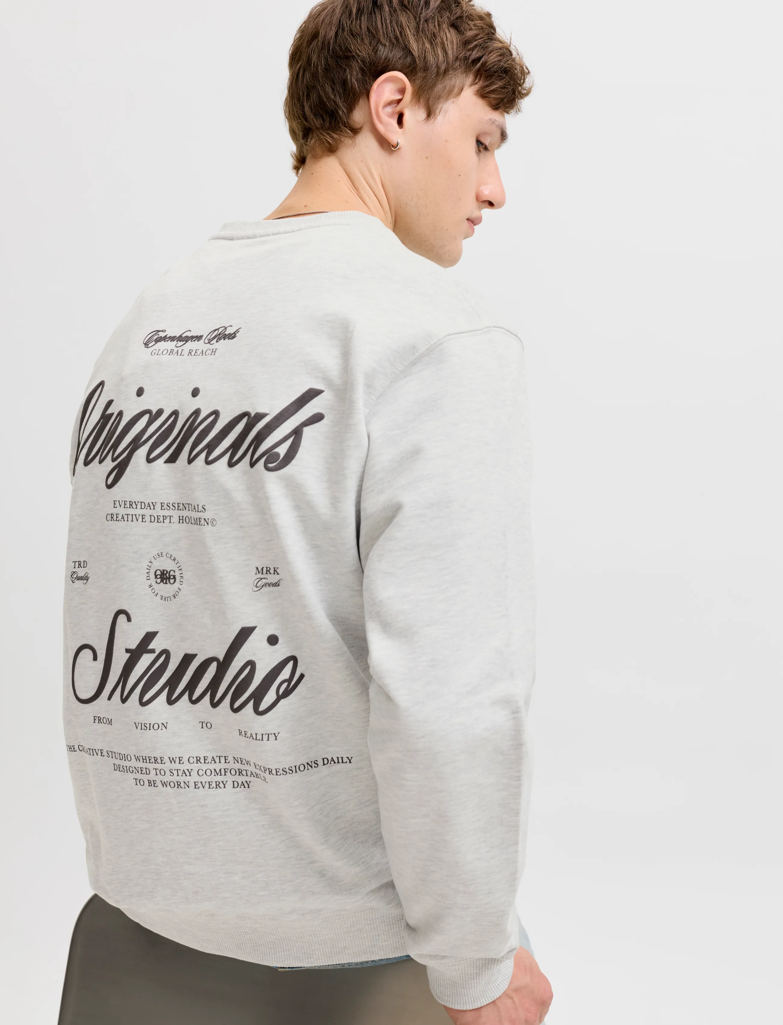 Jack & Jones - JORNORREBRO TYPO BACK SWEAT CREW NECK - kollektioner - white melange - 5