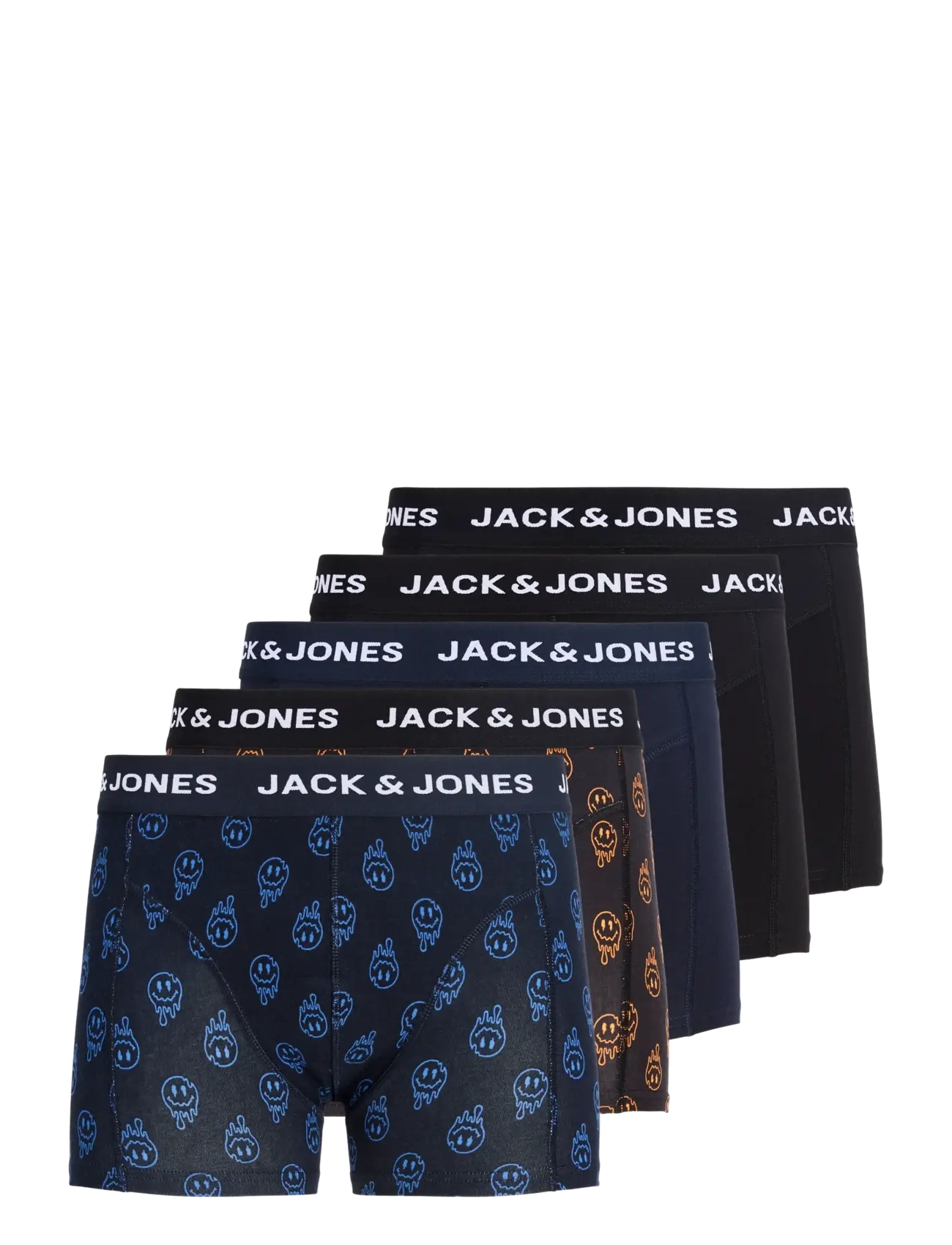 Jack & Jones JACDALE SMILEY TRUNKS 5 PACK - Bokserīšu šorti - BLACK / black