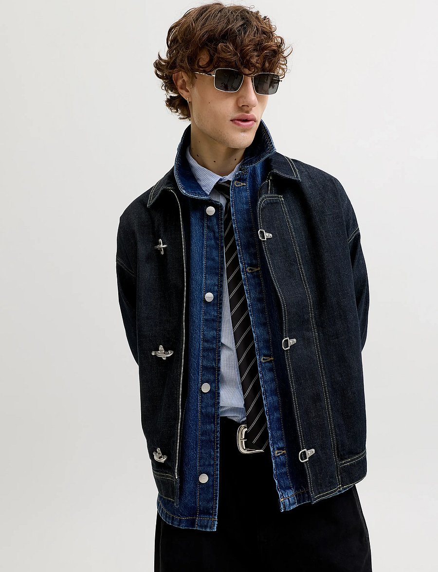 Jack & Jones - JJIFIREMAN CLASP JACKET AKM 387 LN ST - ungefütterte denimjacken - blue denim - 5