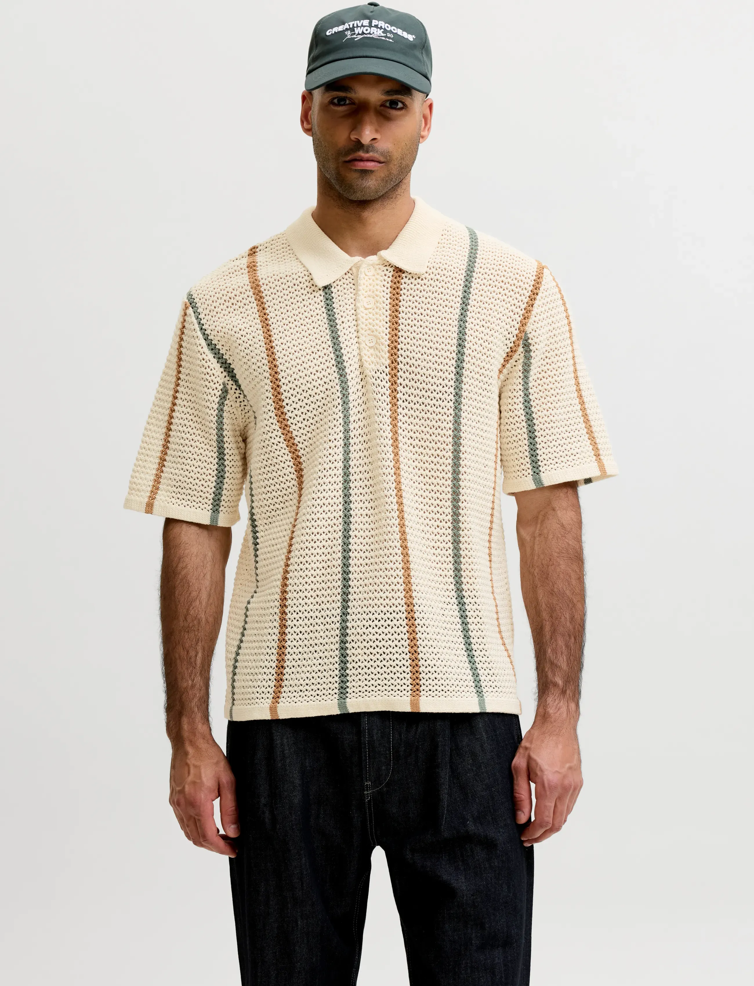 Jack & Jones JORBENSON KNIT SS POLO STYD SS26 - Jack & Jones - SEA SALT / multi