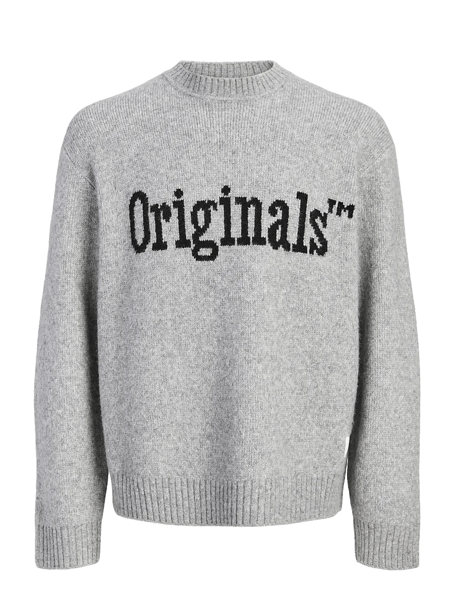 Jack & Jones - JORMONTREAL KNIT OLLIE CN JAQUARD LN - rundhalsad - light grey melange - 0