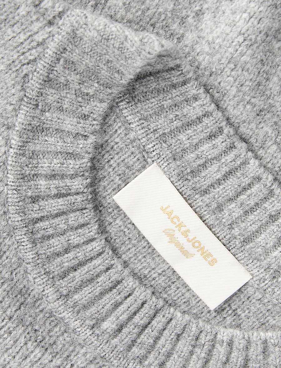 Jack & Jones - JORMONTREAL KNIT OLLIE CN JAQUARD LN - rundhalsad - light grey melange - 2