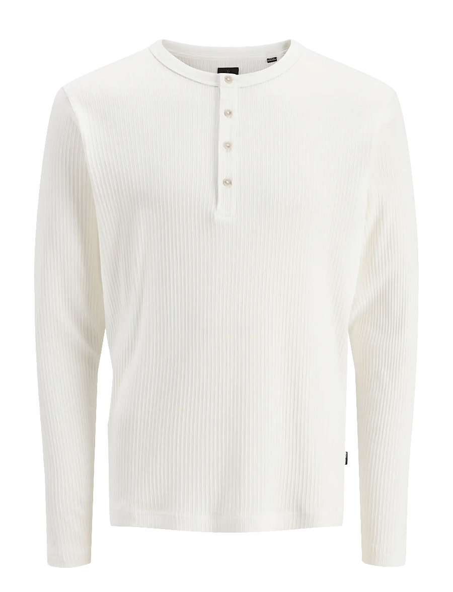Jack & Jones - JPRBLAKIAN LS HENLEY TEE STYD - kollektsioonid - cloud dancer - 0