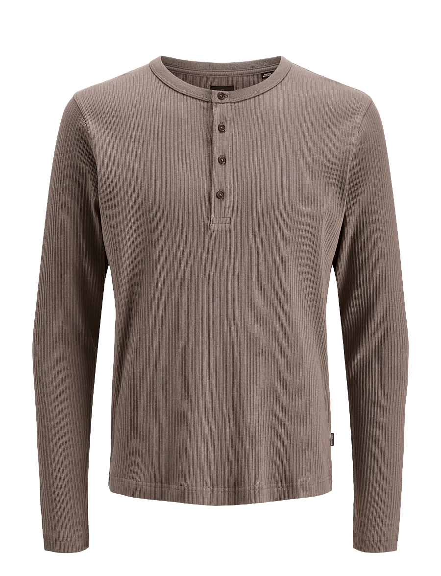 Jack & Jones - JPRBLAKIAN LS HENLEY TEE STYD - long-sleeved t-shirts - falcon - 0