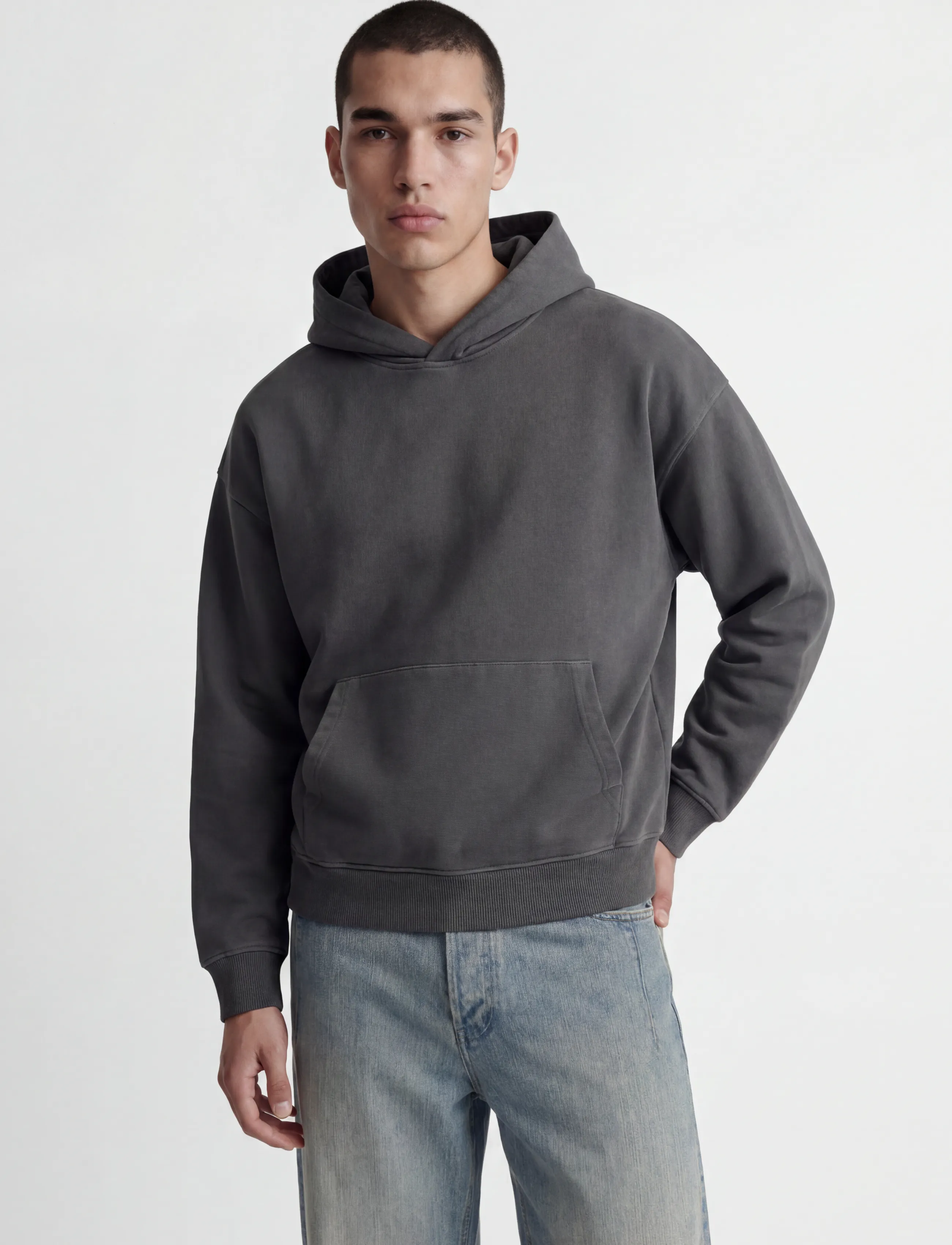 Jack & Jones JCOTRACE WASHED SWEAT HOOD SMU - Kleidung - ASPHALT / grey