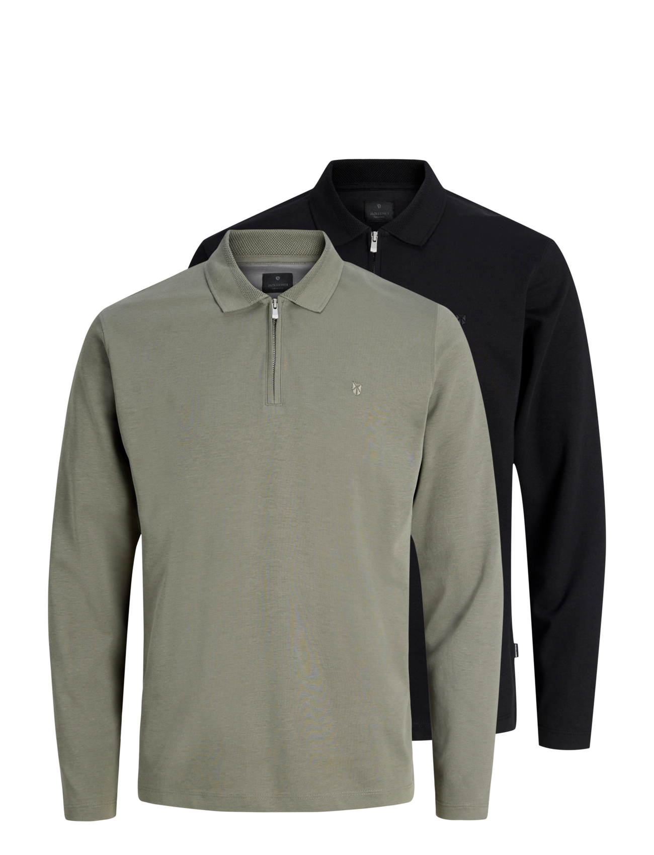 Jack & Jones - JPRBLAETHAN LS ZIP POLO 2PK MP - pikkade varrukatega polod - black - 1