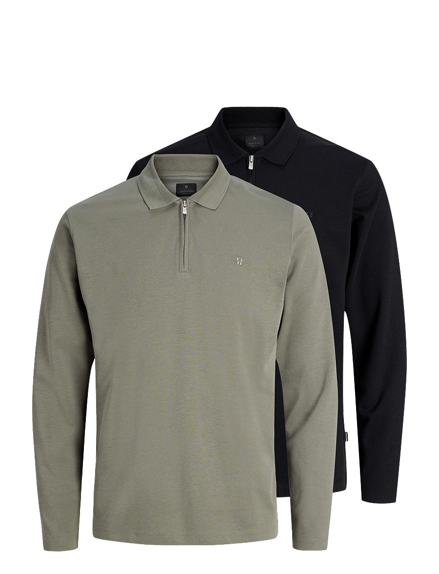 Jack & Jones - JPRBLAETHAN LS ZIP POLO 2PK MP - pikkade varrukatega polod - black - 1