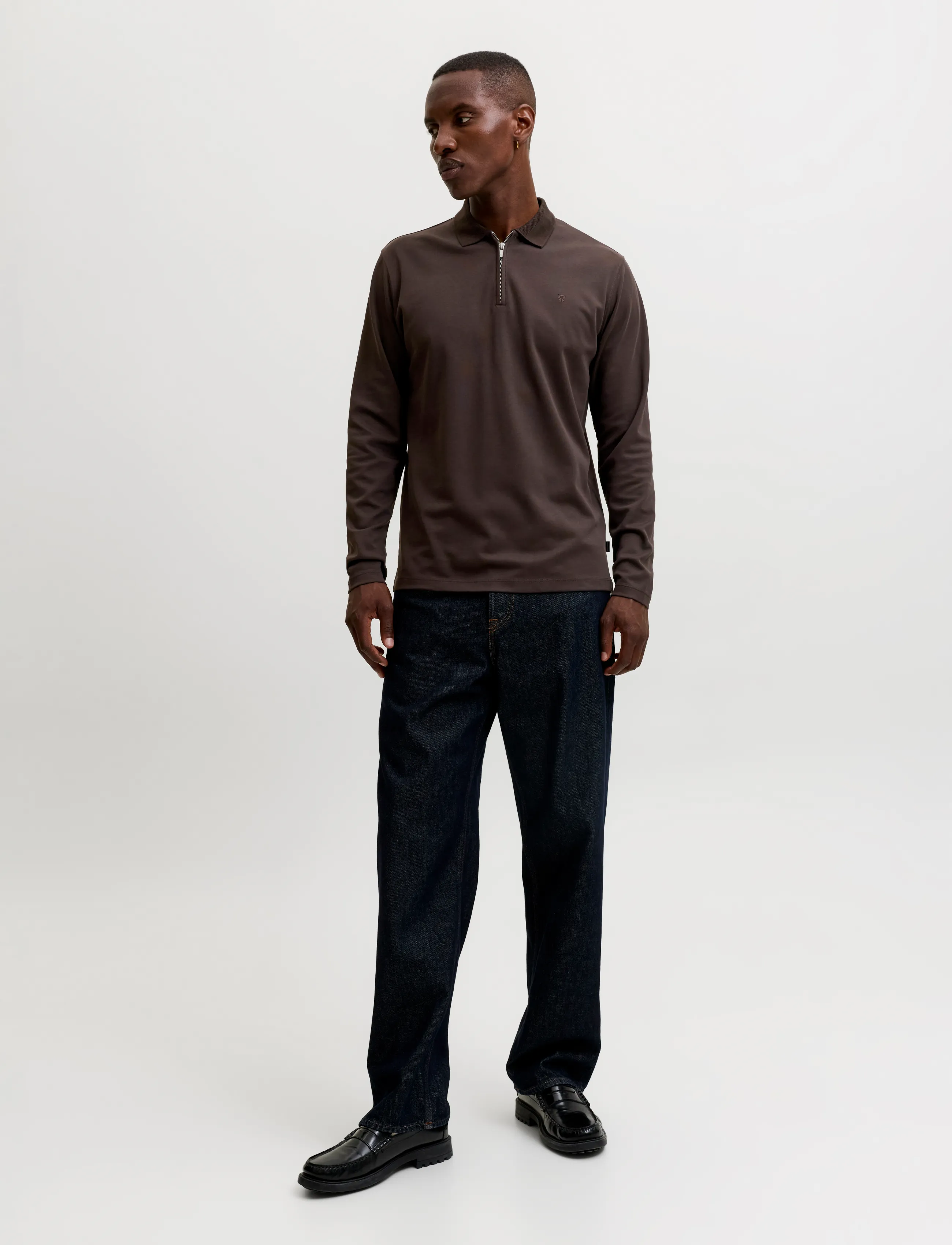 Jack & Jones JPRBLAETHAN LS ZIP POLO 2PK MP - Riided - CHOCOLATE TORTE / brown