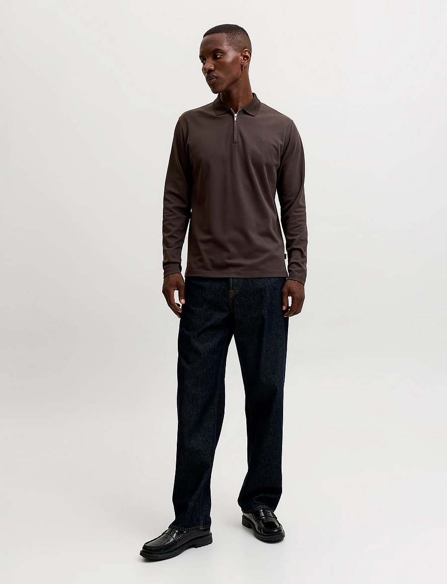 Jack & Jones - JPRBLAETHAN LS ZIP POLO 2PK MP - pikkade varrukatega polod - chocolate torte - 0