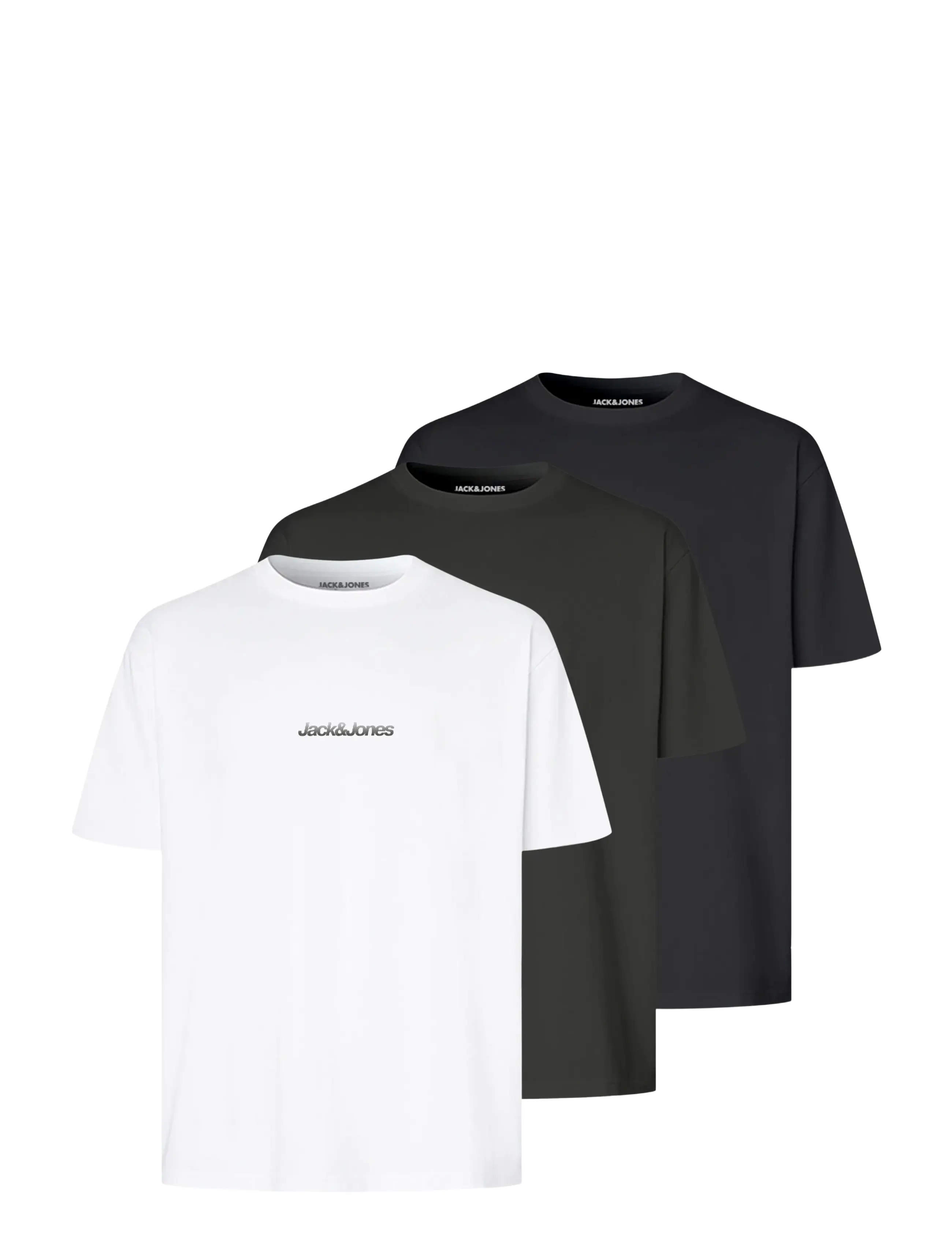 Jack & Jones Jcoecho Graphic Back Tee Fst 3Pk Mp, XL, Black, T-Shirts > Kortærmede, Herre