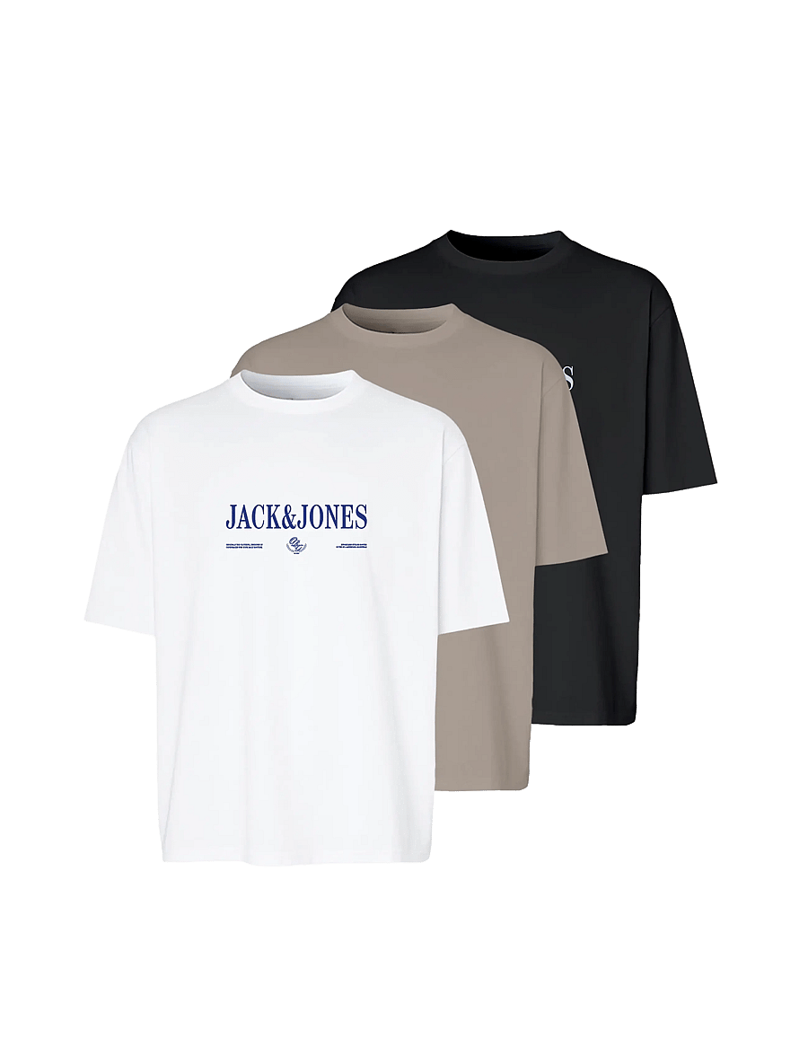 Jack & Jones - JORFREDERIKSBERG BRANDING TEE 3PK MP - multipack t-shirts - black - 1