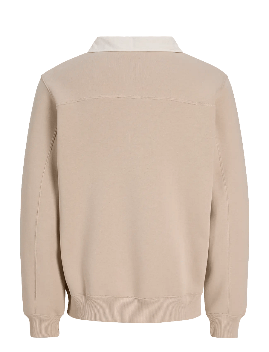 Jack & Jones - JORGRAPHIC COFFEE SWEAT POLO STYD - langärmelige strick-polohemden - feather gray - 1