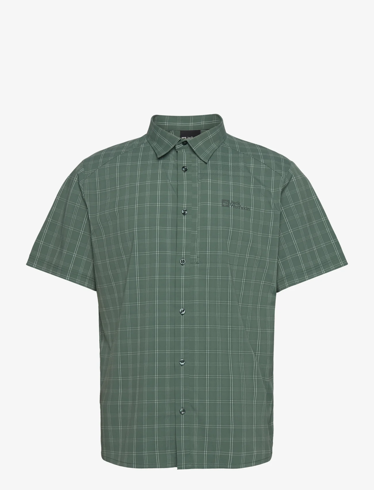 Jack Wolfskin - NORBO S/S SHIRT M - ternede skjorter - hedge green checks - 0