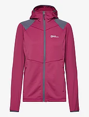 Jack Wolfskin - KOLBENBERG HOODED FZ W - vahekihina kantavad jakid - sangria red - 0