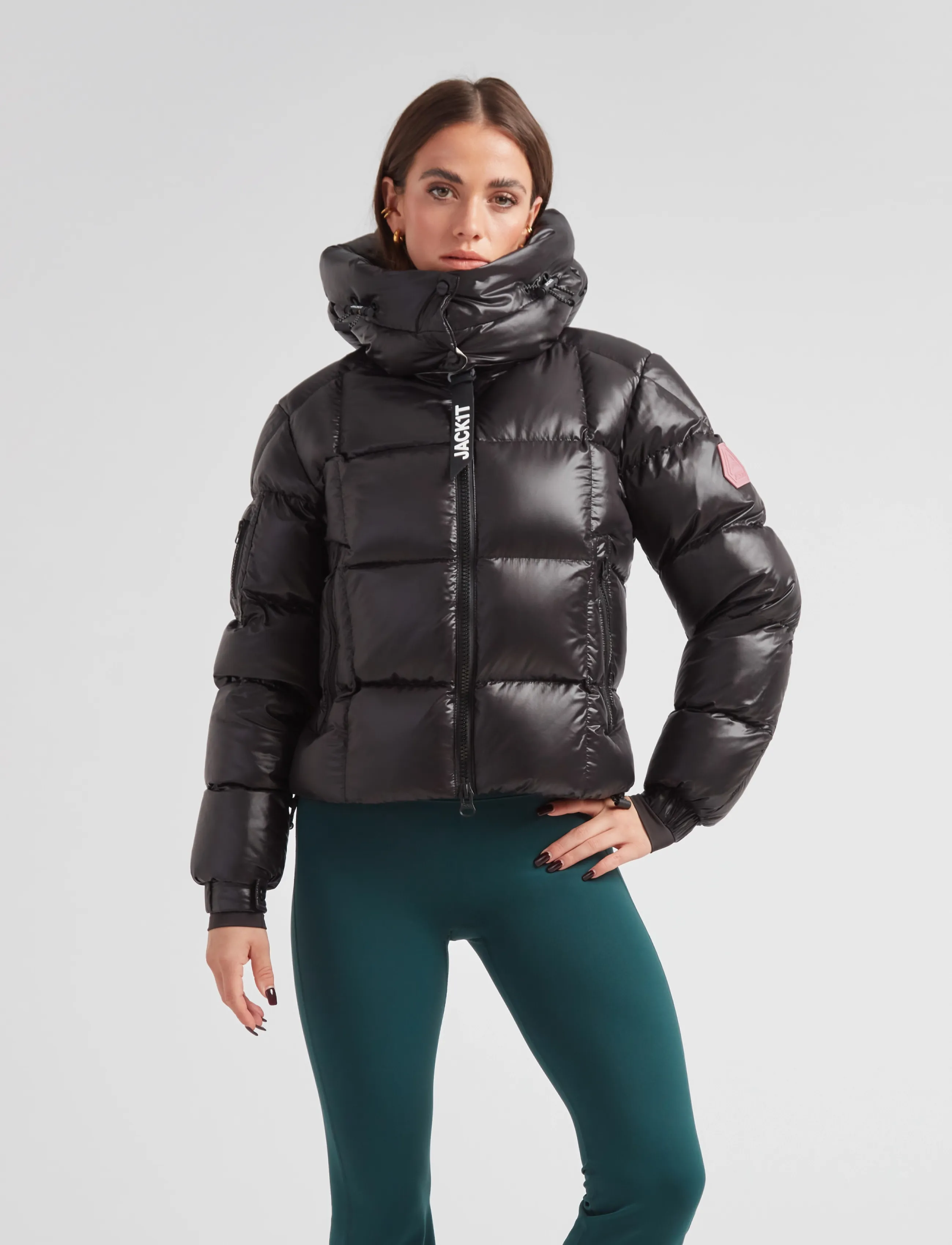 JACK1T EZ BOXED CROP PUFFER LUX - Joped - BLACK/STONE / black