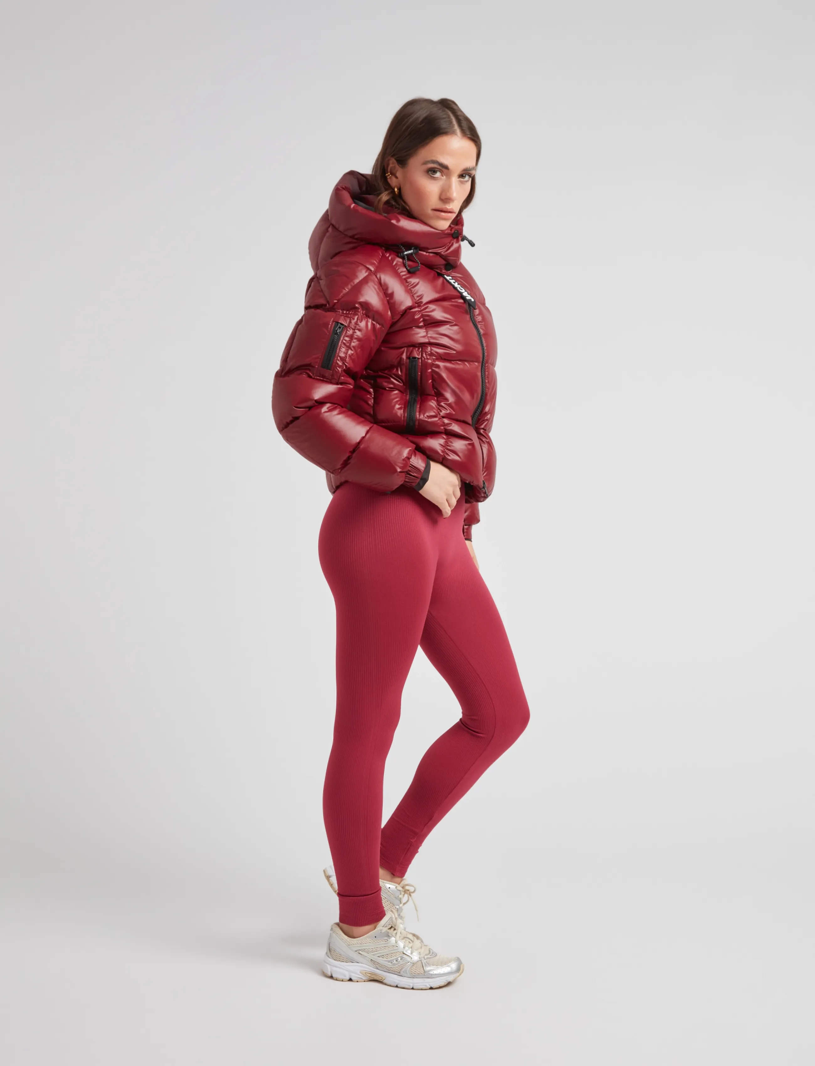 JACK1T - EZ BOXED CROP PUFFER LUX - talvejoped - dark cranberry/black - 2