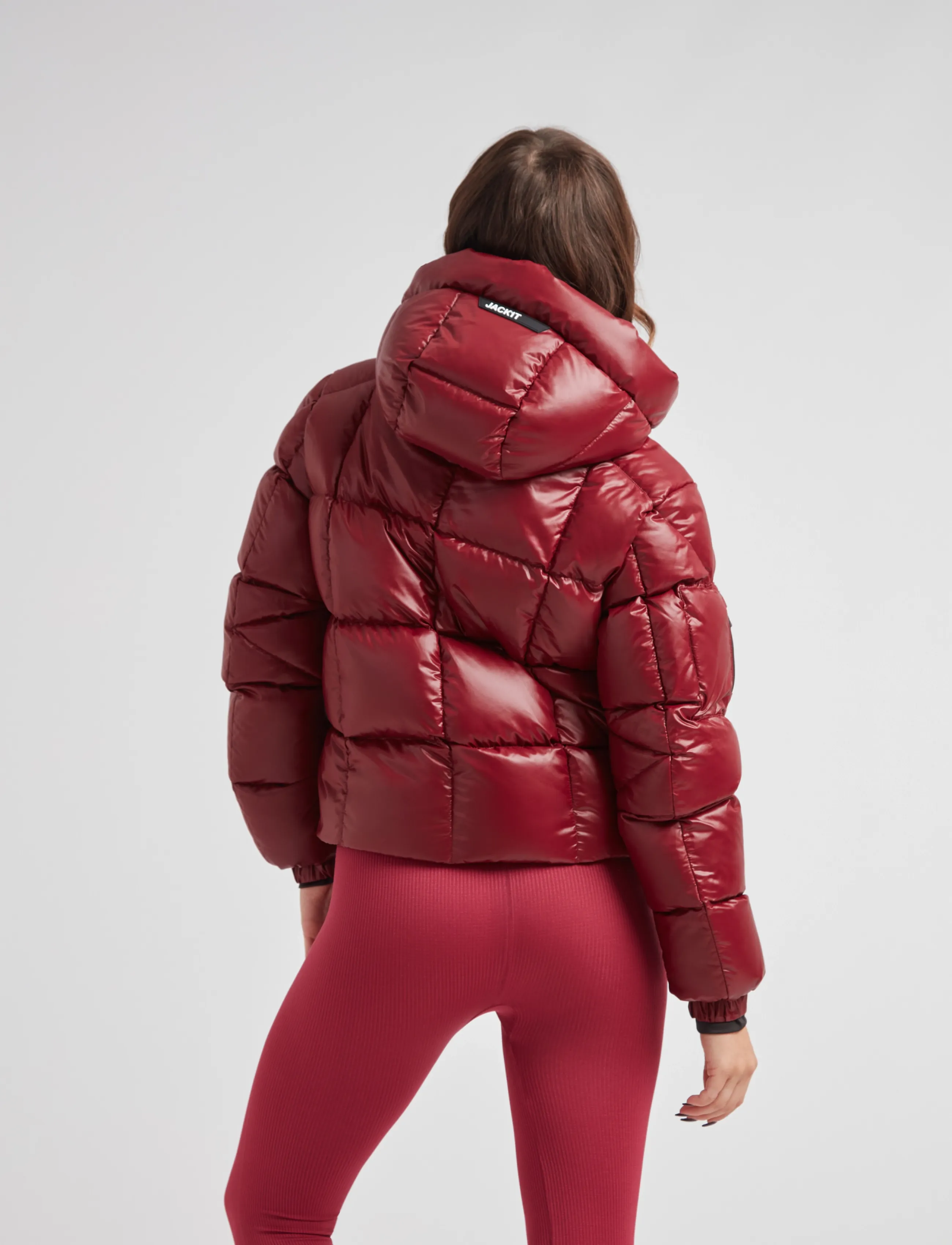 JACK1T - EZ BOXED CROP PUFFER LUX - talvejoped - dark cranberry/black - 3