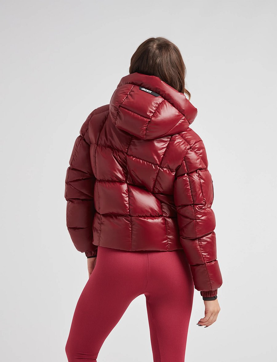 JACK1T - EZ BOXED CROP PUFFER LUX - talvejoped - dark cranberry/black - 3